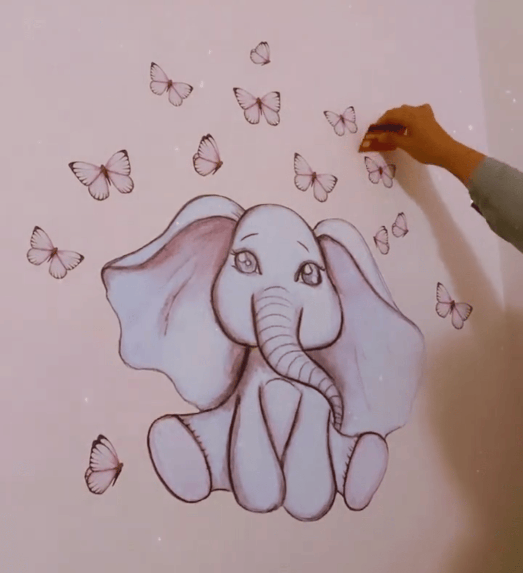 Polka Art Wall Decal Single Baby Elephant Australian Design Hand Painted Peel & Stick, Removable Wall Decal. Nursery, Kids Playroom, Kids Teens Bedroom