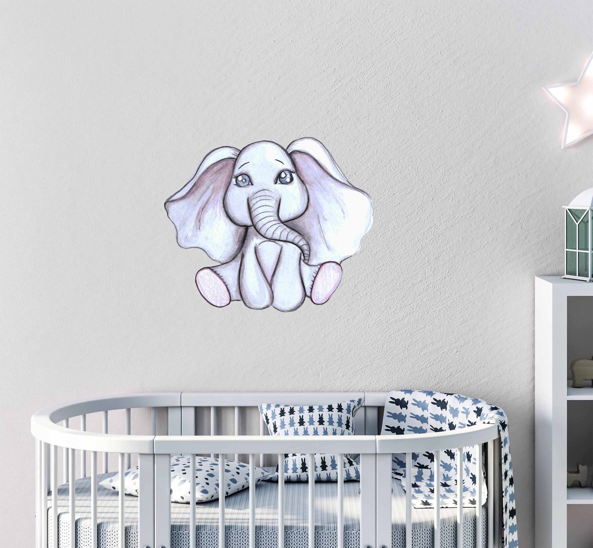 Polka Art Wall Decal Single Baby Elephant Australian Design Hand Painted Peel & Stick, Removable Wall Decal. Nursery, Kids Playroom, Kids Teens Bedroom
