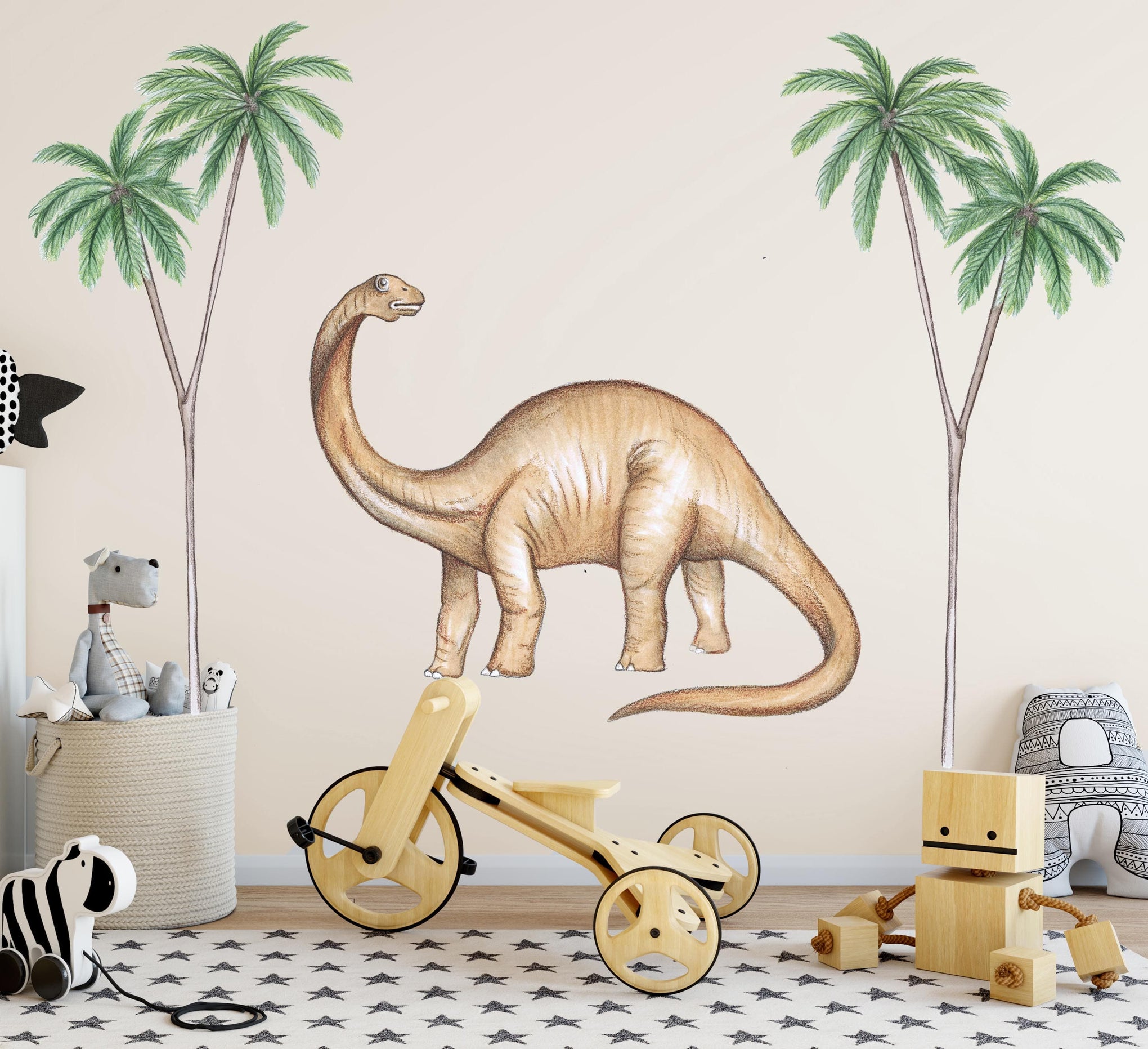 Polka Art Wall Decal Single Brachiosaurus Australian Design Hand Painted Peel & Stick, Removable Wall Decal. Nursery, Kids Playroom, Kids Teens Bedroom
