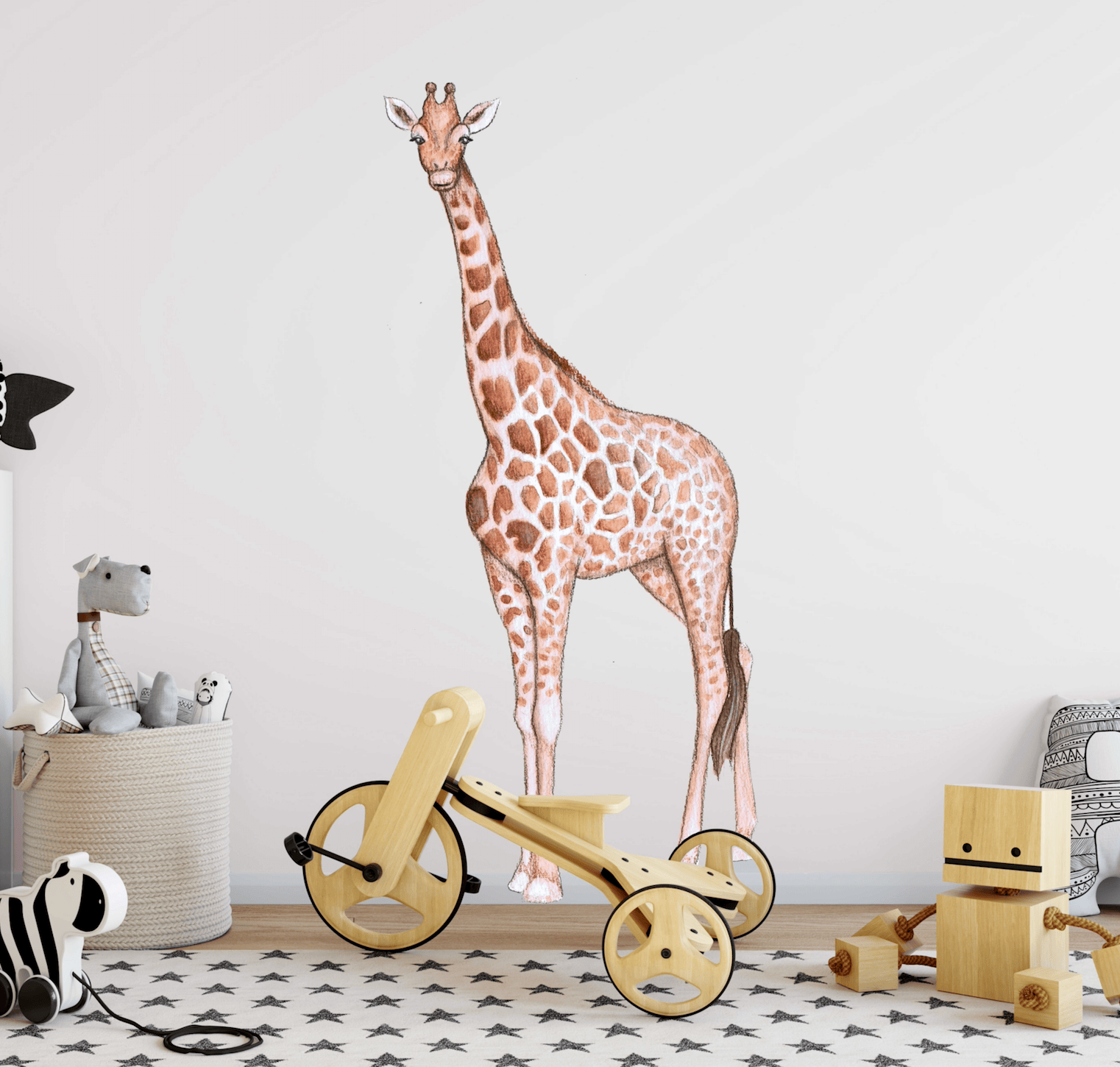 Polka Art Wall Decal Single Giraffe Australian Design Hand Painted Peel & Stick, Removable Wall Decal. Nursery, Kids Playroom, Kids Teens Bedroom