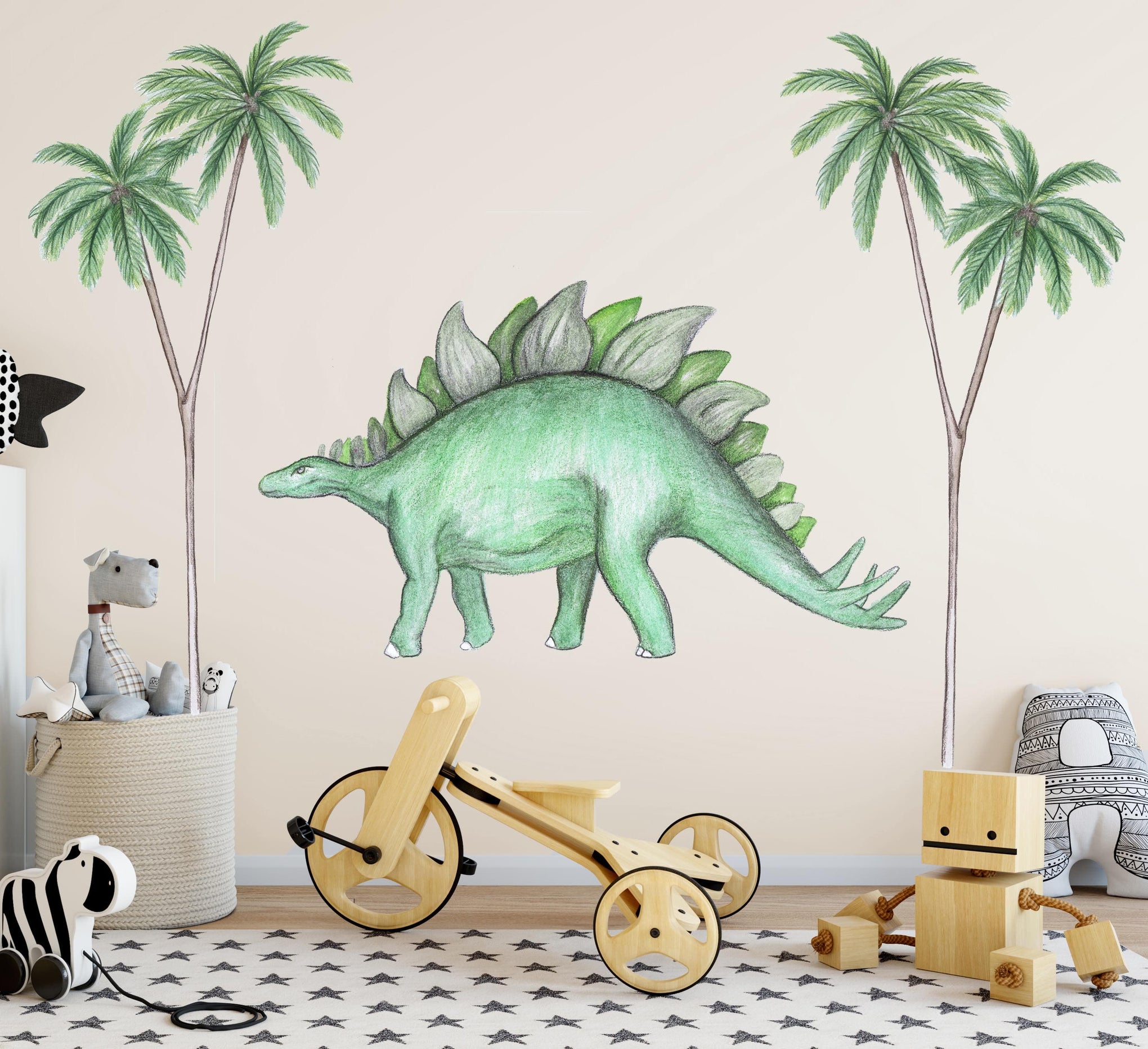 Polka Art Wall Decal Single Stegosaurus Australian Design Hand Painted Peel & Stick, Removable Wall Decal. Nursery, Kids Playroom, Kids Teens Bedroom
