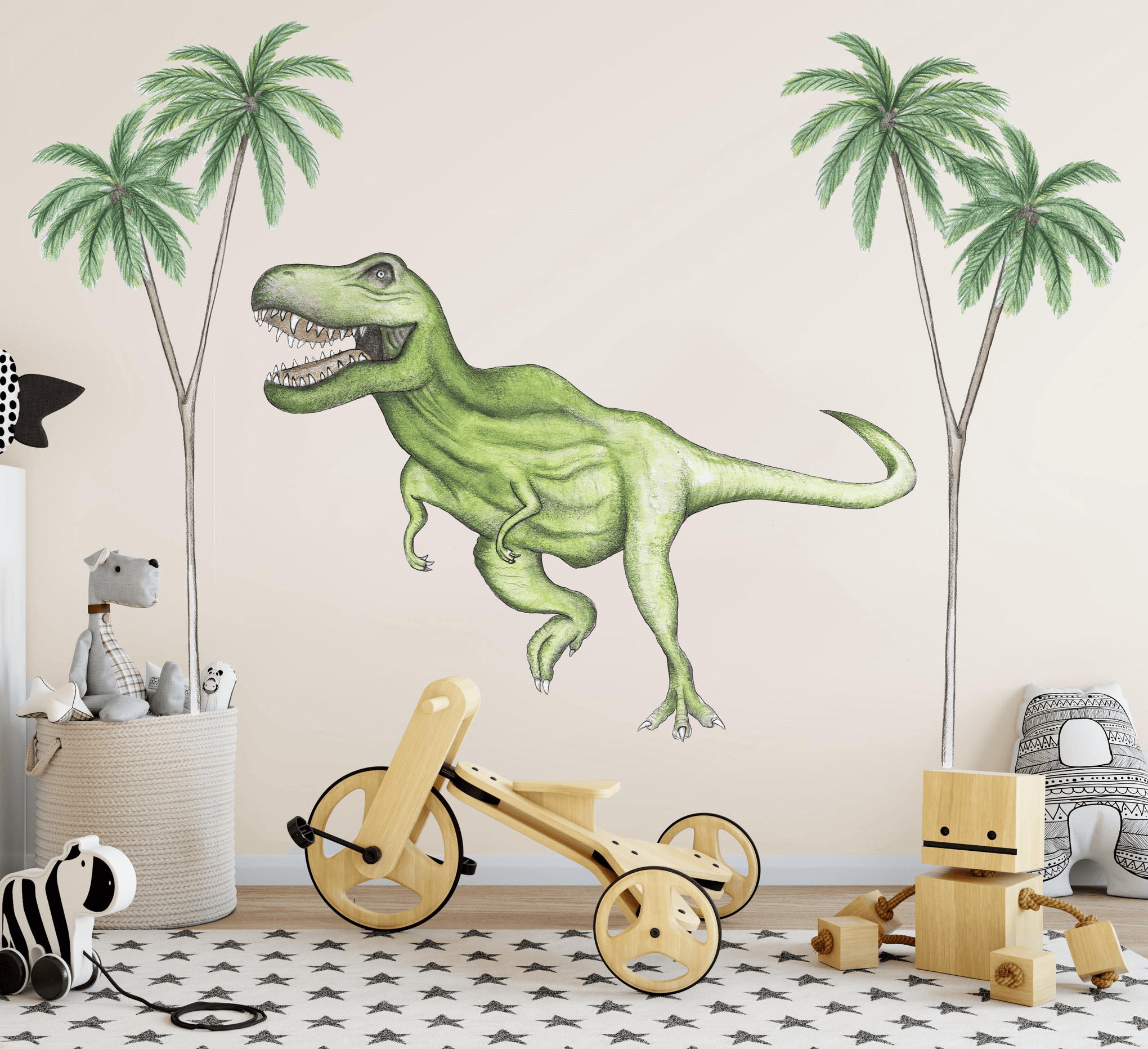 Polka Art Wall Decal Single T-Rex Australian Design Hand Painted Peel & Stick, Removable Wall Decal. Nursery, Kids Playroom, Kids Teens Bedroom