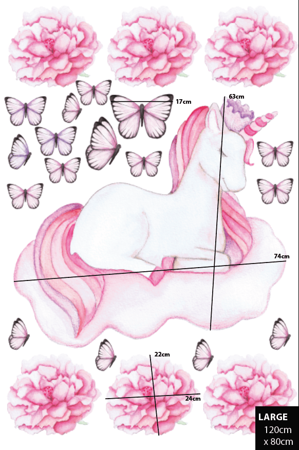 Polka Art Wall Decal Single Unicorn Australian Design Hand Painted Peel & Stick, Removable Wall Decal. Nursery, Kids Playroom, Kids Teens Bedroom