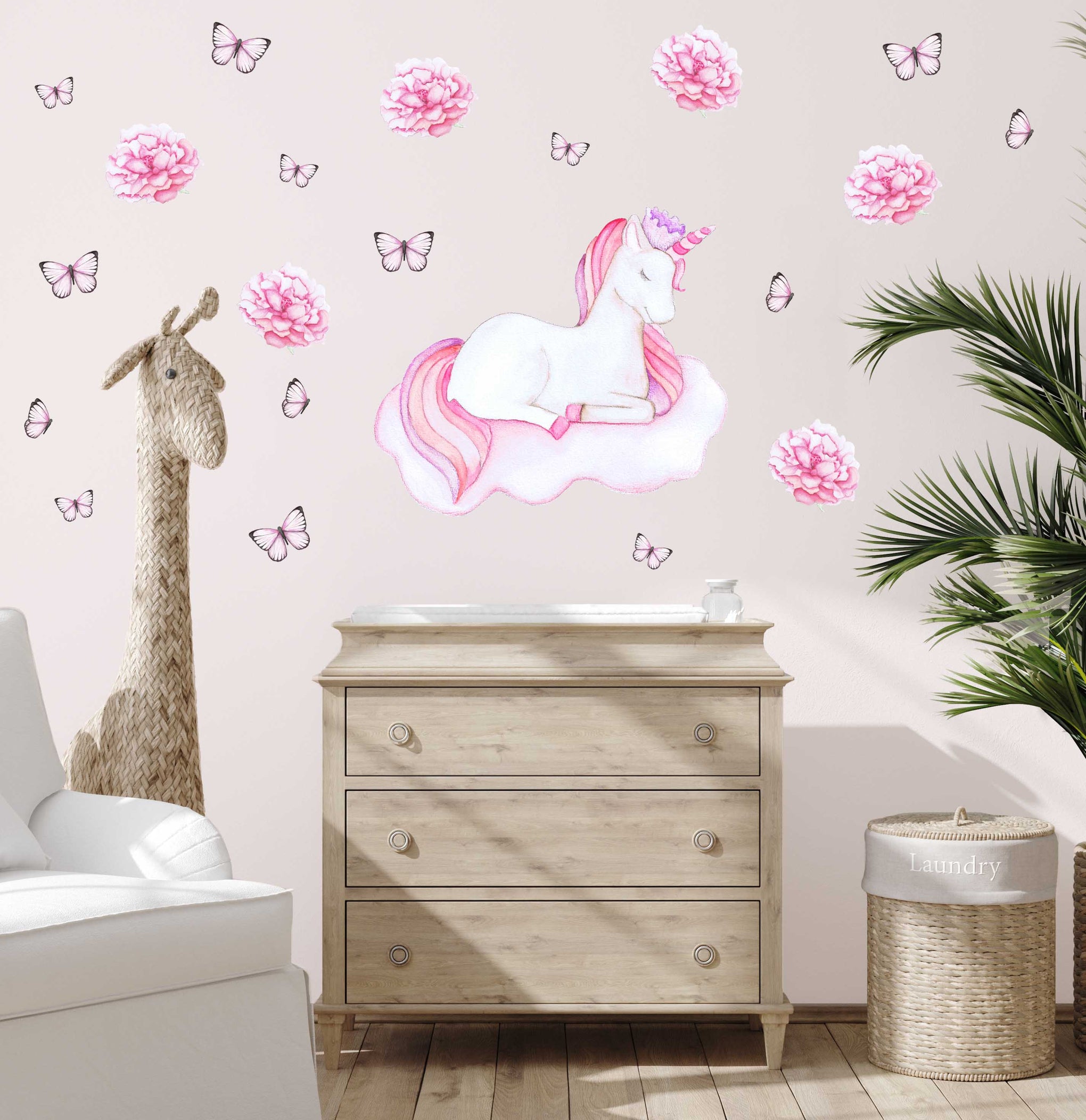 Polka Art Wall Decal Single Unicorn Australian Design Hand Painted Peel & Stick, Removable Wall Decal. Nursery, Kids Playroom, Kids Teens Bedroom