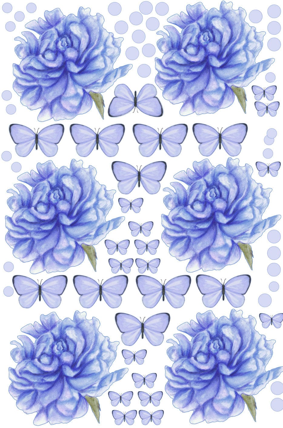 Polka Art Wall Decal Sprinkled Peonies Australian Design Hand Painted Peel & Stick, Removable Wall Decal. Nursery, Kids Playroom, Kids Teens Bedroom