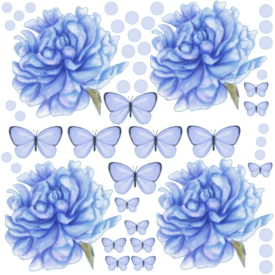 Polka Art Wall Decal Sprinkled Peonies Australian Design Hand Painted Peel & Stick, Removable Wall Decal. Nursery, Kids Playroom, Kids Teens Bedroom