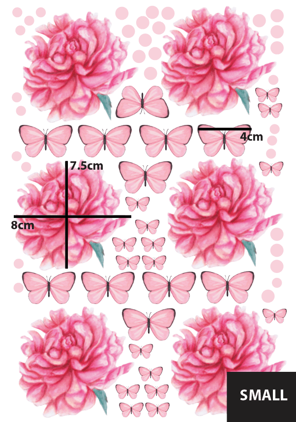 Polka Art Wall Decal Sprinkled Peonies Australian Design Hand Painted Peel & Stick, Removable Wall Decal. Nursery, Kids Playroom, Kids Teens Bedroom