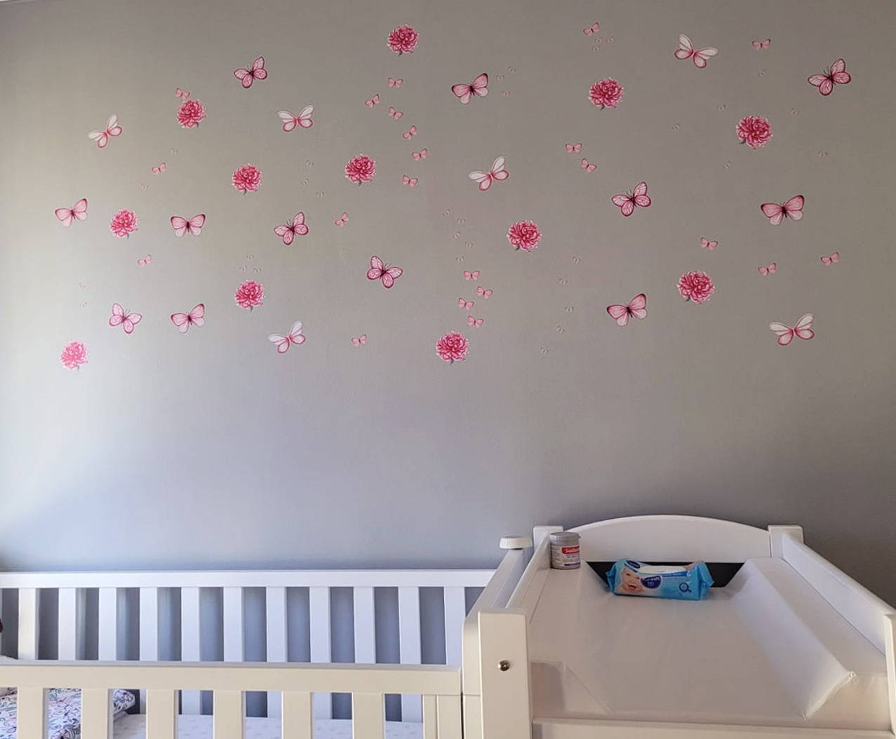 Polka Art Wall Decal Sprinkled Peonies Australian Design Hand Painted Peel & Stick, Removable Wall Decal. Nursery, Kids Playroom, Kids Teens Bedroom