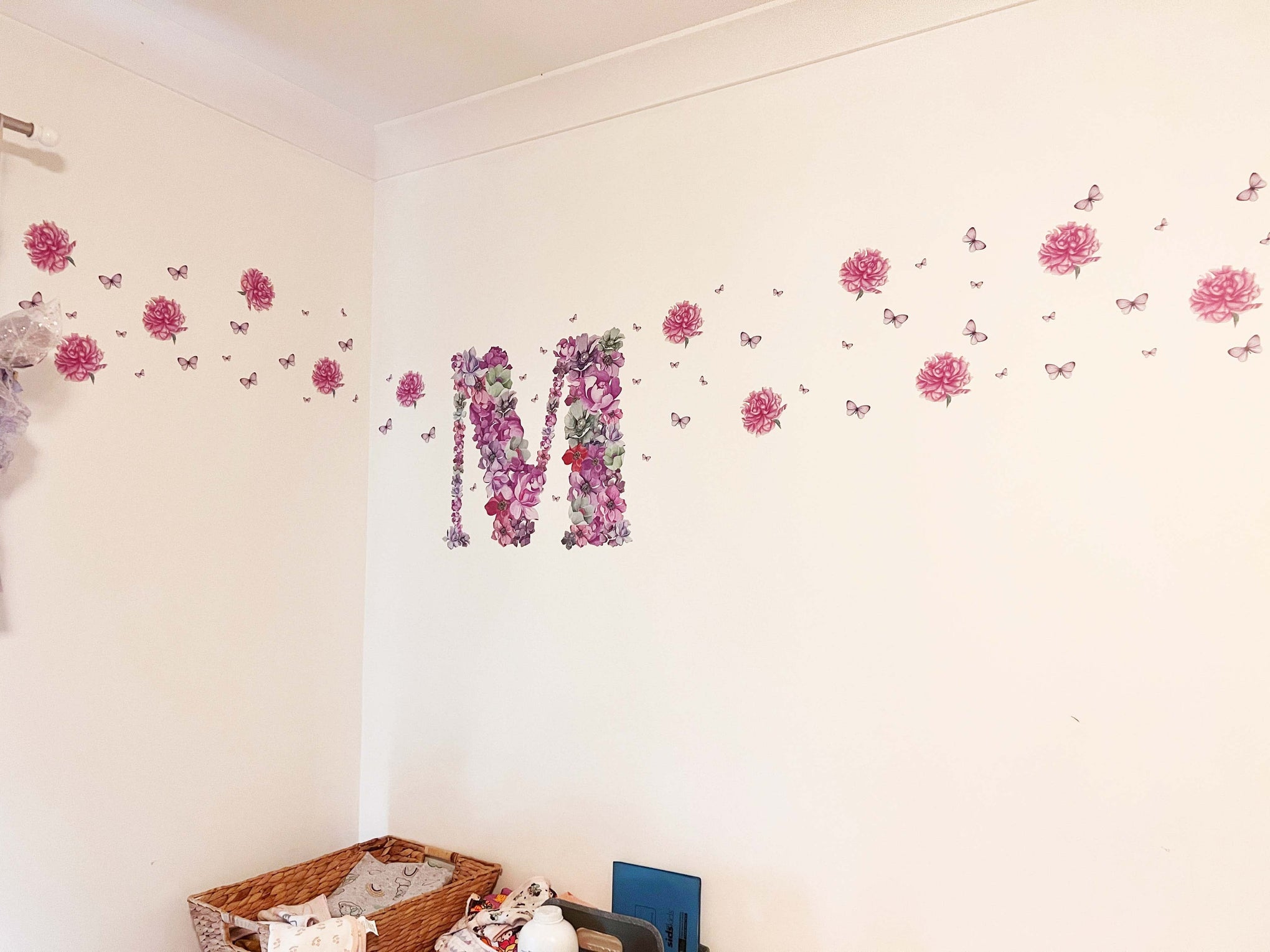 Polka Art Wall Decal Sprinkled Peonies Australian Design Hand Painted Peel & Stick, Removable Wall Decal. Nursery, Kids Playroom, Kids Teens Bedroom