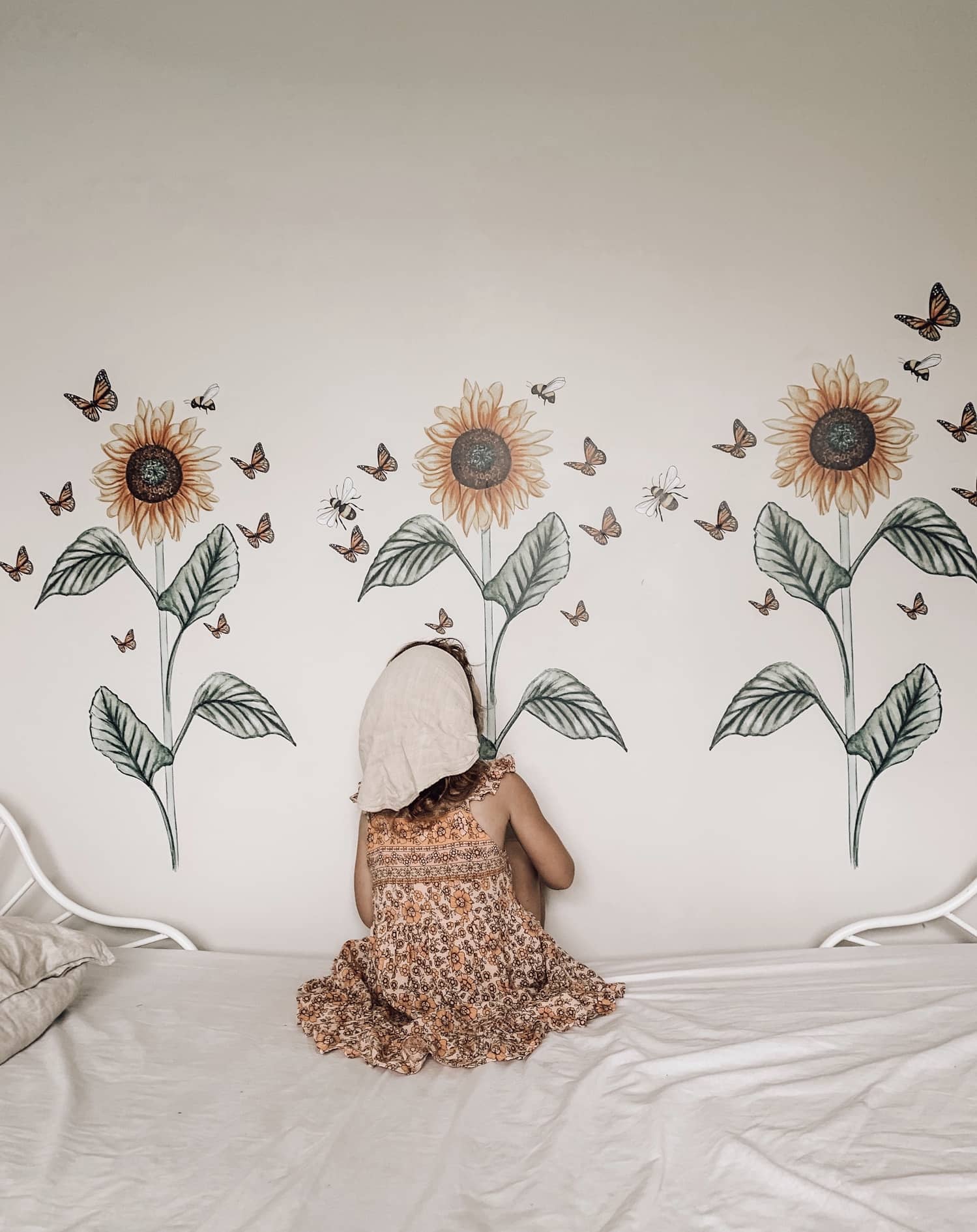 Polka Art Wall Decal Sunflower Decal Australian Design Hand Painted Peel & Stick, Removable Wall Decal. Nursery, Kids Playroom, Kids Teens Bedroom