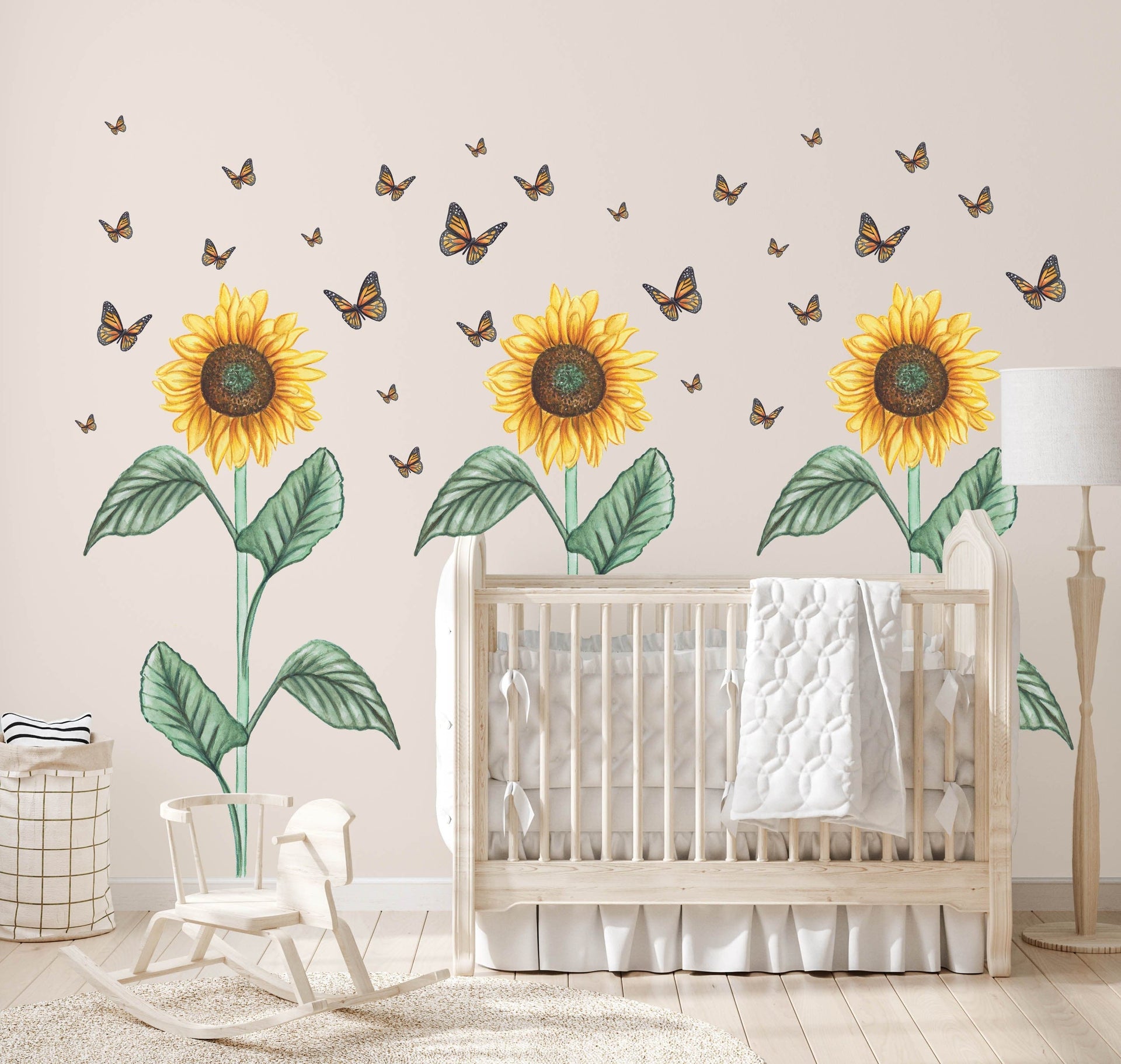 Polka Art Wall Decal Sunflower Decal Australian Design Hand Painted Peel & Stick, Removable Wall Decal. Nursery, Kids Playroom, Kids Teens Bedroom