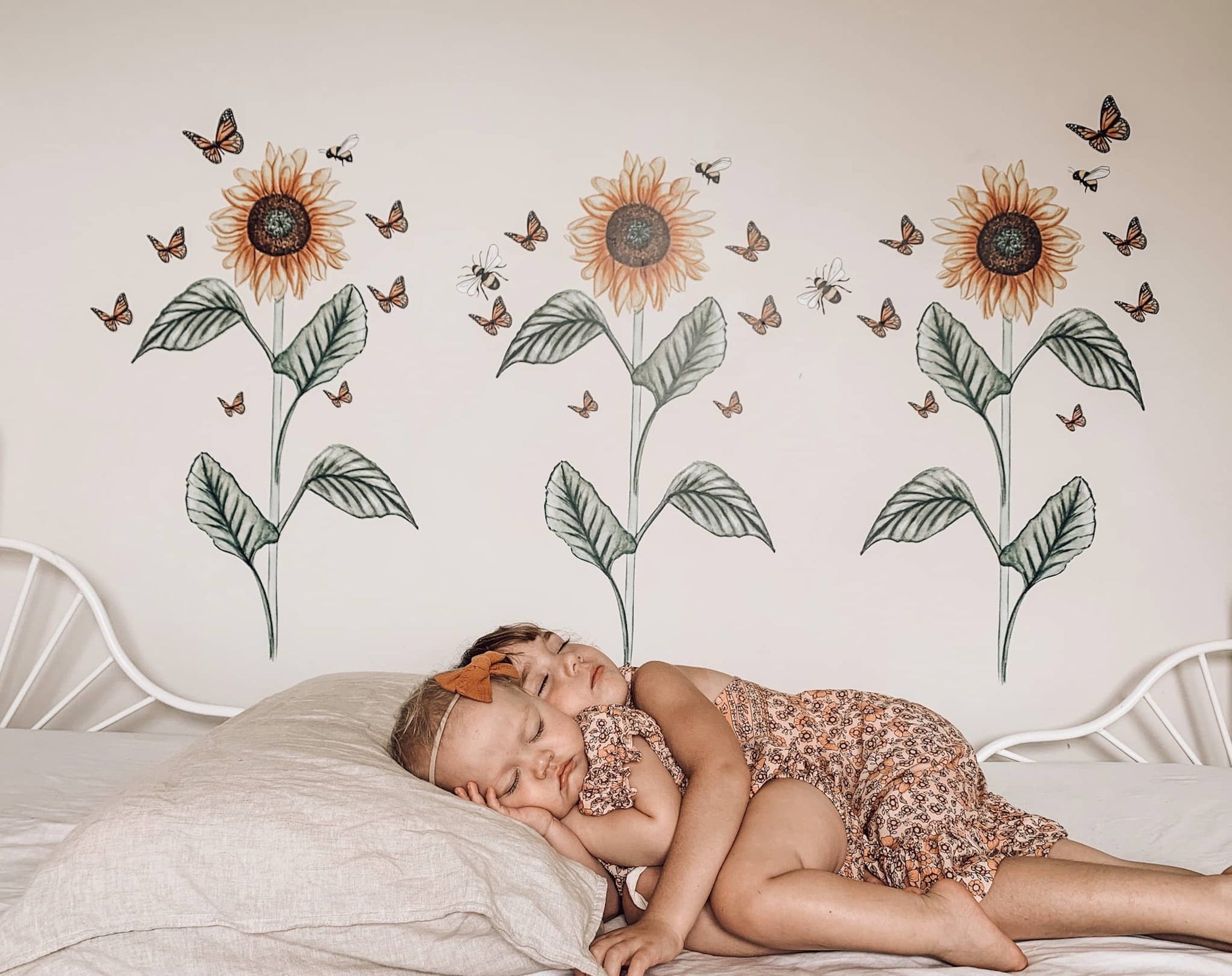 Polka Art Wall Decal Sunflower Decal Australian Design Hand Painted Peel & Stick, Removable Wall Decal. Nursery, Kids Playroom, Kids Teens Bedroom