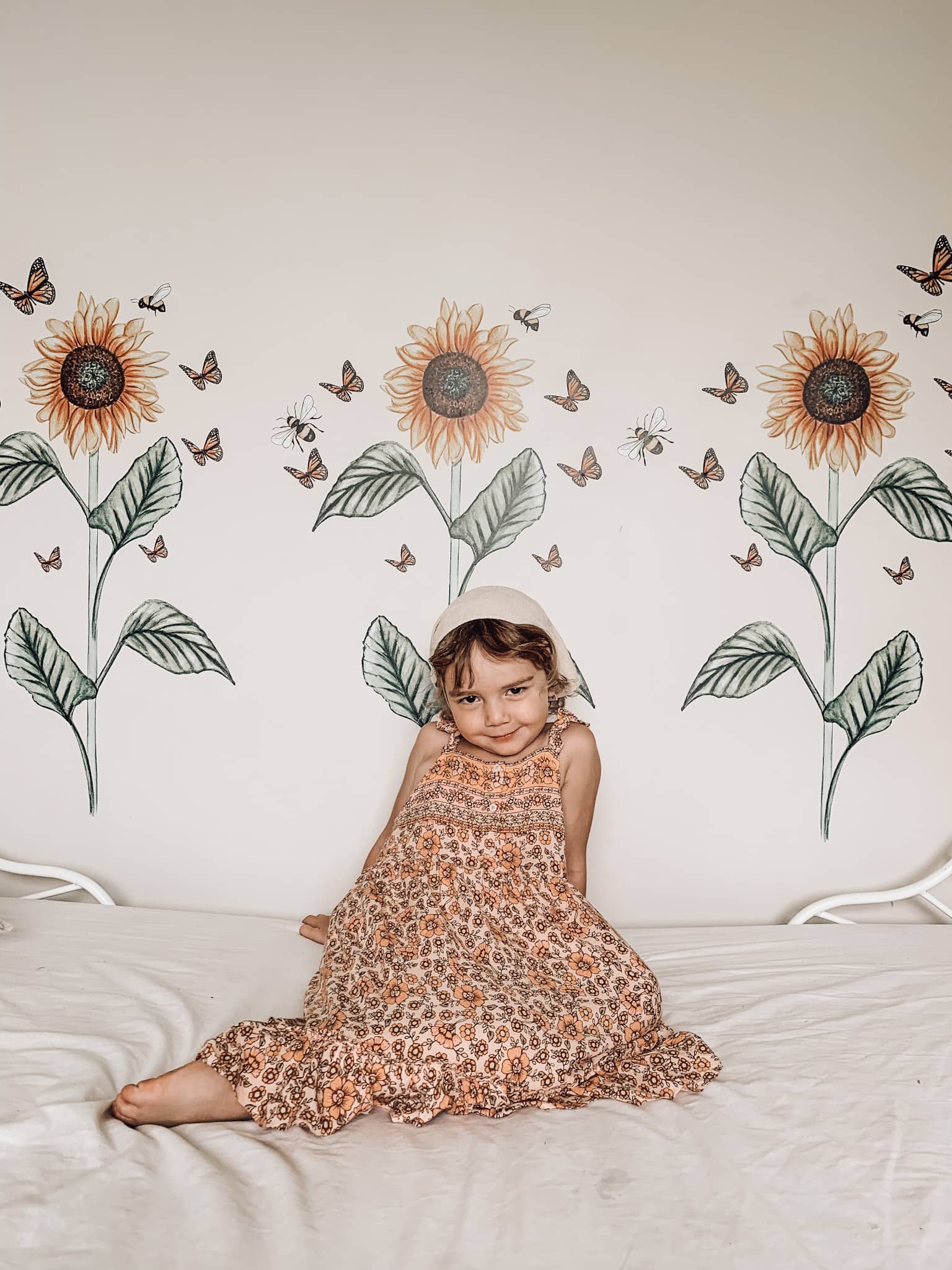 Polka Art Wall Decal Sunflower Decal Australian Design Hand Painted Peel & Stick, Removable Wall Decal. Nursery, Kids Playroom, Kids Teens Bedroom
