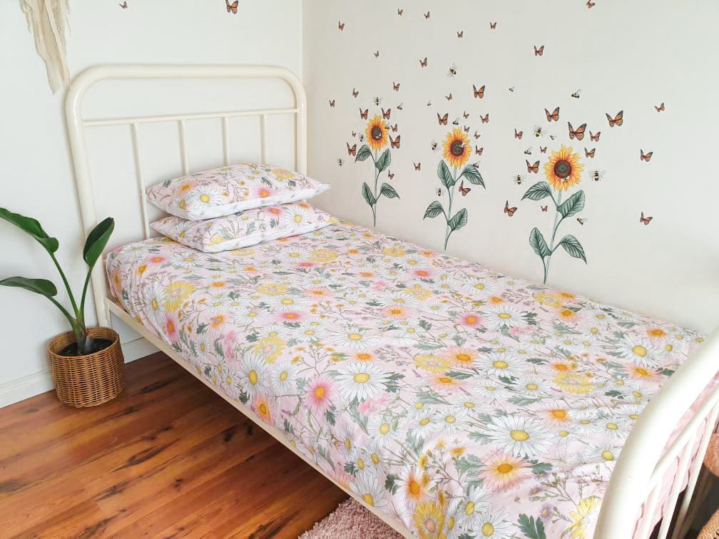 Polka Art Wall Decal Sunflower Decal Australian Design Hand Painted Peel & Stick, Removable Wall Decal. Nursery, Kids Playroom, Kids Teens Bedroom