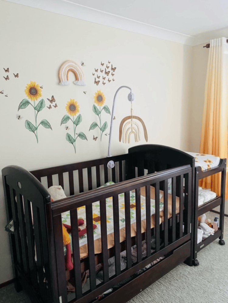 Polka Art Wall Decal Sunflower Decal Australian Design Hand Painted Peel & Stick, Removable Wall Decal. Nursery, Kids Playroom, Kids Teens Bedroom