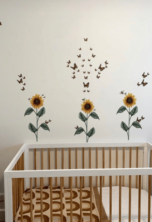 Polka Art Wall Decal Sunflower Decal Australian Design Hand Painted Peel & Stick, Removable Wall Decal. Nursery, Kids Playroom, Kids Teens Bedroom