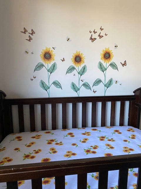Polka Art Wall Decal Sunflower Decal Australian Design Hand Painted Peel & Stick, Removable Wall Decal. Nursery, Kids Playroom, Kids Teens Bedroom
