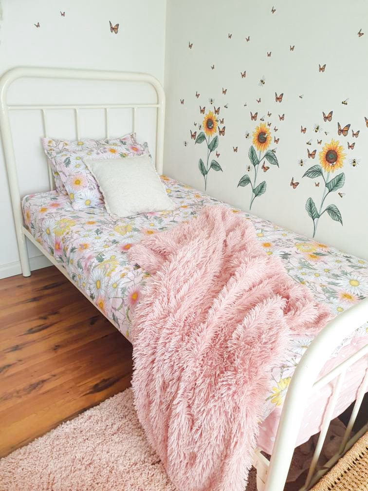 Polka Art Wall Decal Sunflower Decal Australian Design Hand Painted Peel & Stick, Removable Wall Decal. Nursery, Kids Playroom, Kids Teens Bedroom