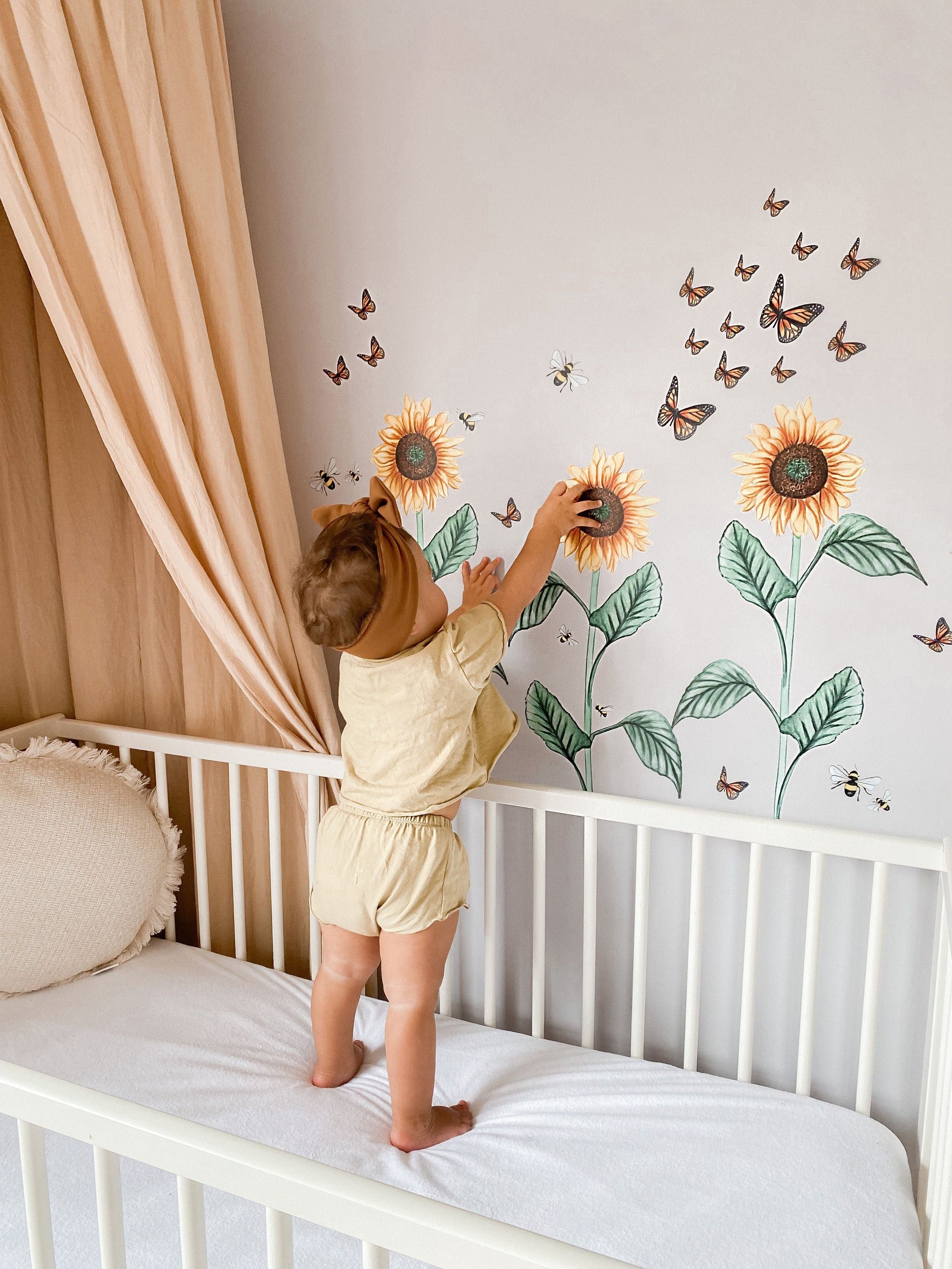 Polka Art Wall Decal Sunflower Decal Australian Design Hand Painted Peel & Stick, Removable Wall Decal. Nursery, Kids Playroom, Kids Teens Bedroom