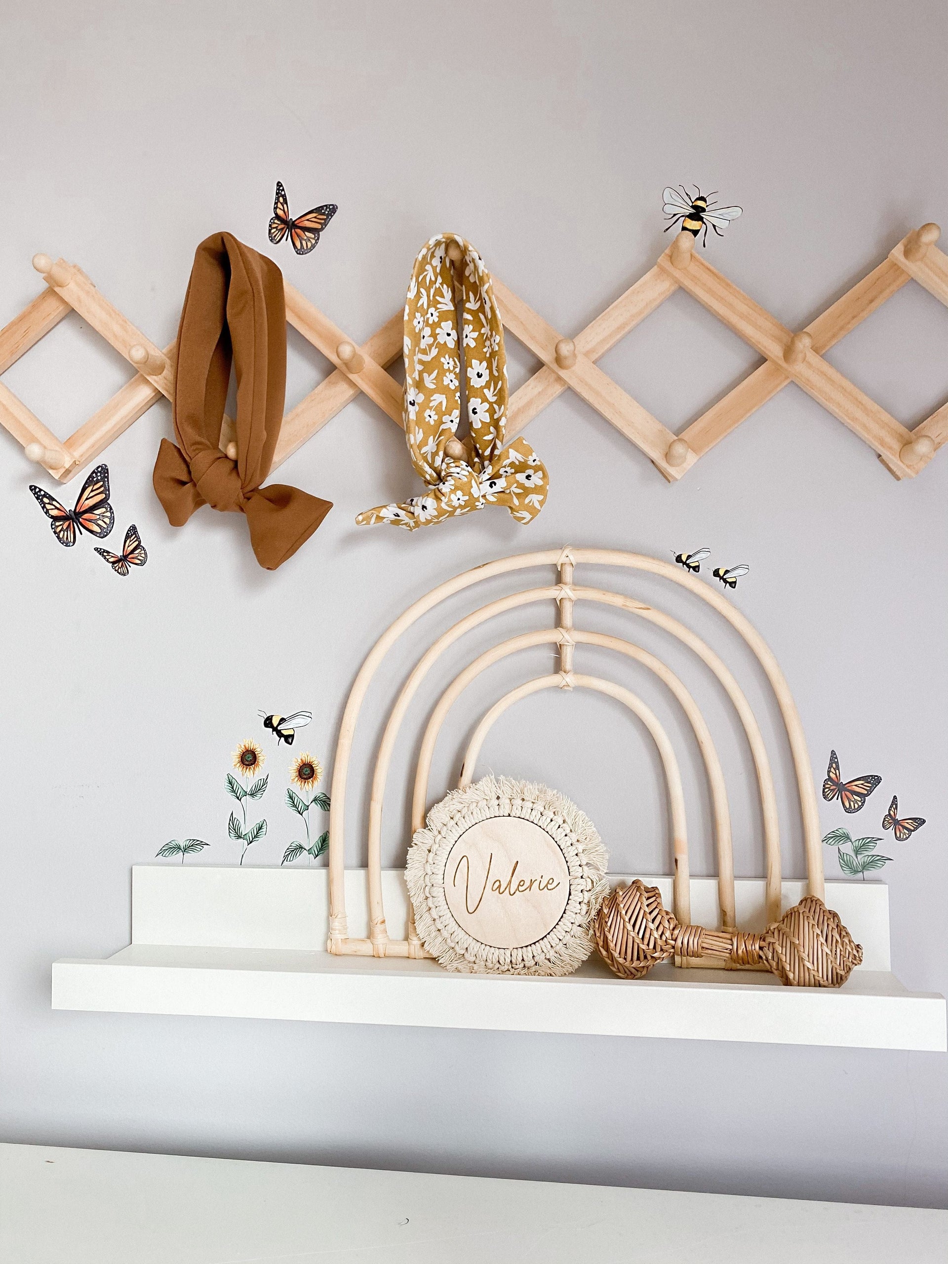 Polka Art Wall Decal Sunflowers, Bees and Butterflies Australian Design Hand Painted Peel & Stick, Removable Wall Decal. Nursery, Kids Playroom, Kids Teens Bedroom