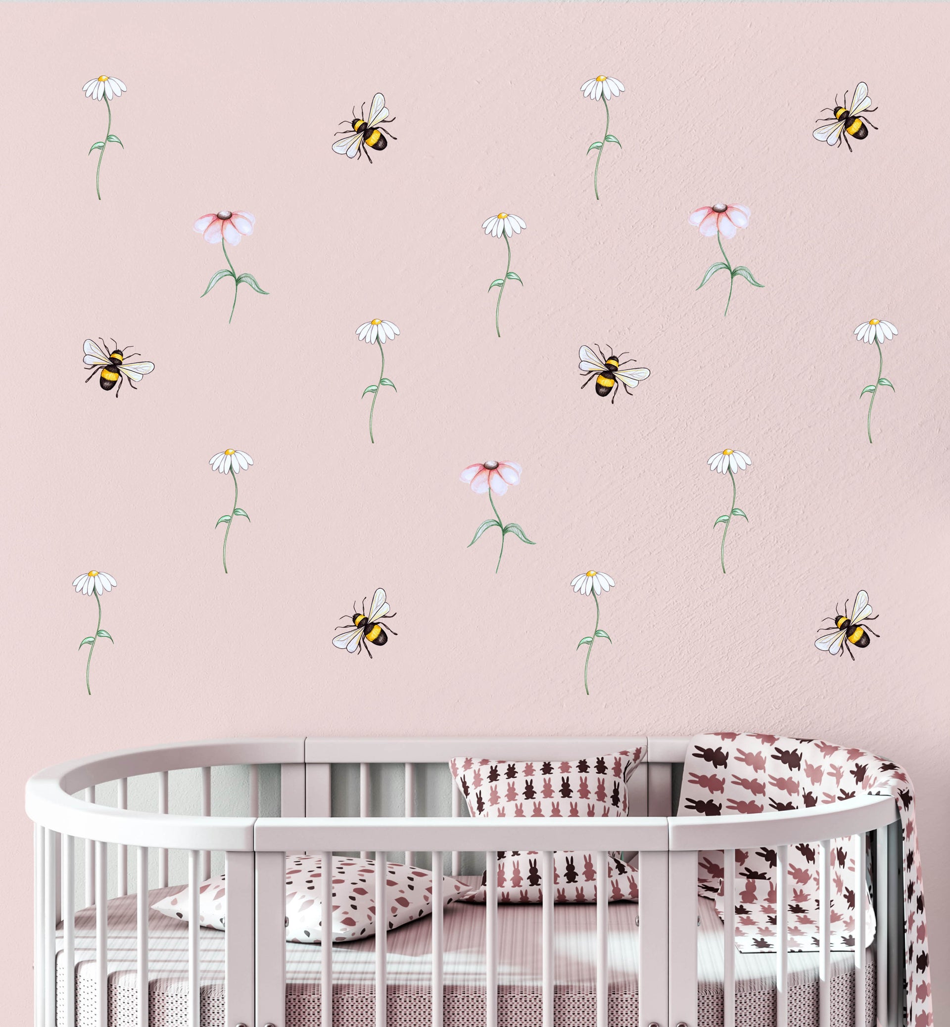 Polka Art Wall Decal The Flowers & The Bees Australian Design Hand Painted Peel & Stick, Removable Wall Decal. Nursery, Kids Playroom, Kids Teens Bedroom