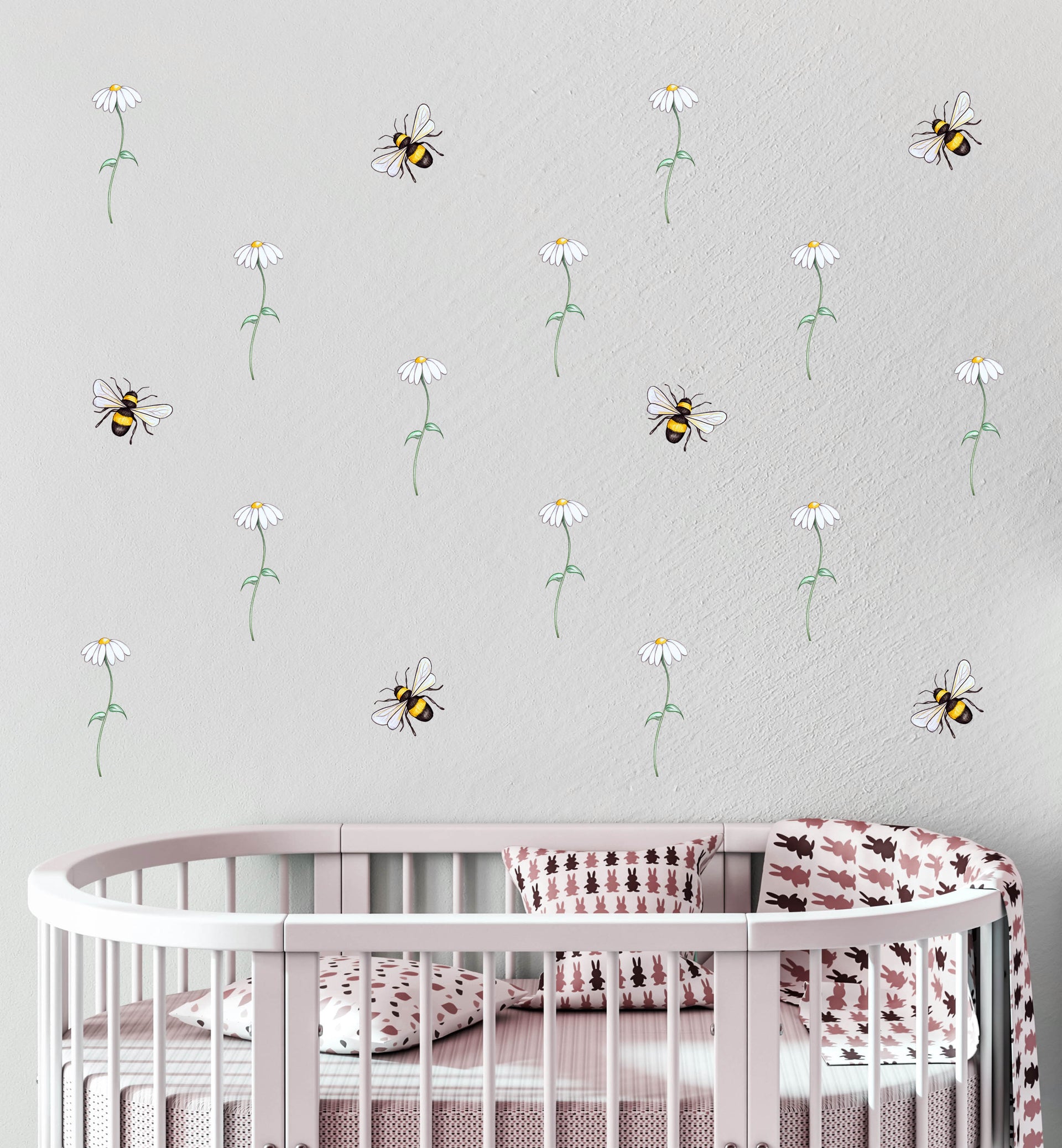Polka Art Wall Decal The Flowers & The Bees Australian Design Hand Painted Peel & Stick, Removable Wall Decal. Nursery, Kids Playroom, Kids Teens Bedroom