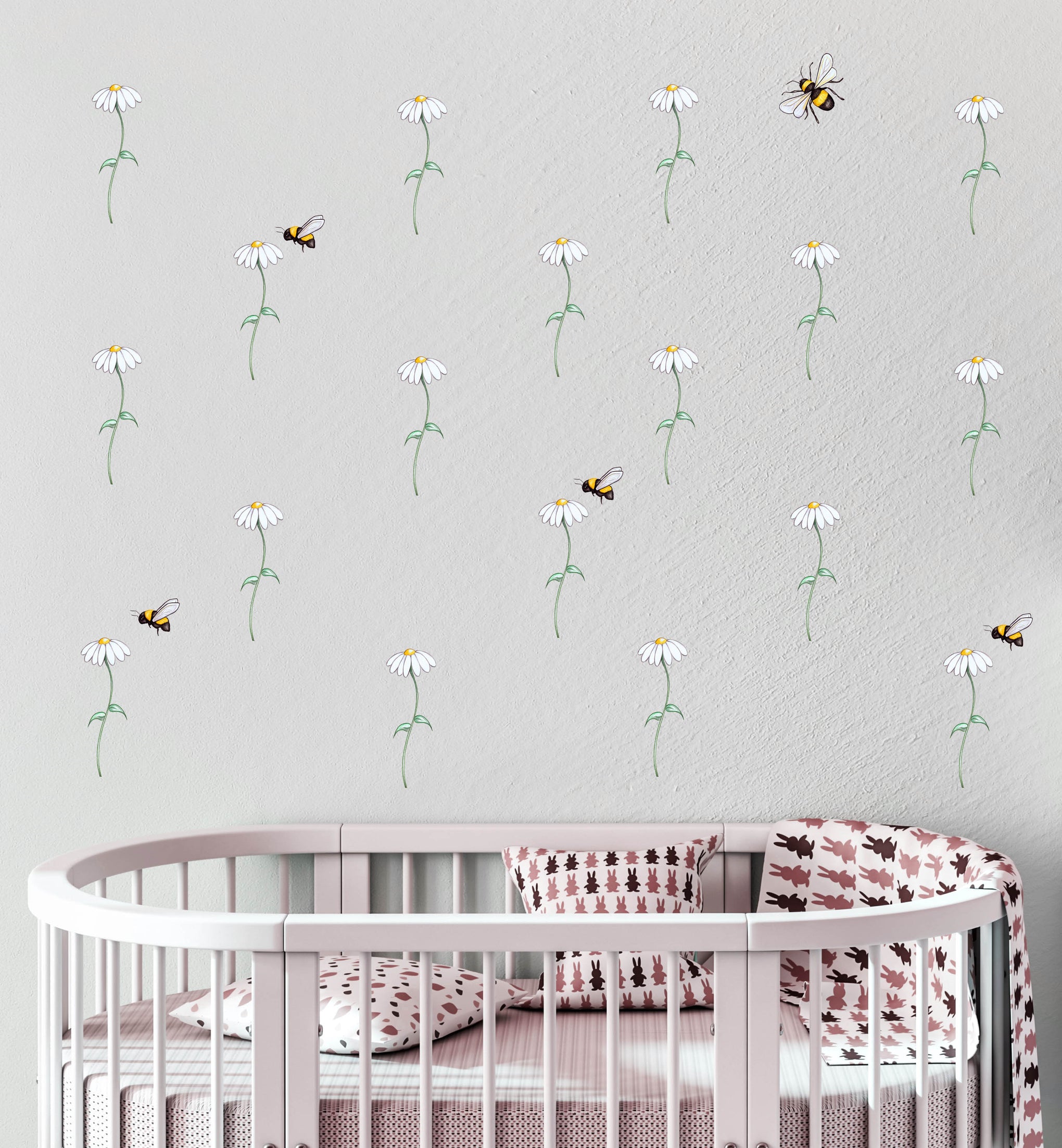 Polka Art Wall Decal The Flowers & The Bees Australian Design Hand Painted Peel & Stick, Removable Wall Decal. Nursery, Kids Playroom, Kids Teens Bedroom