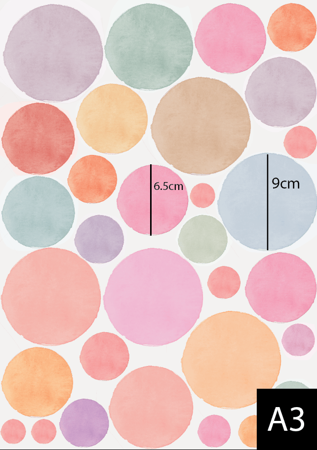 Polka Art Wall Decal Watercolour Polka Dot Wall Decals Australian Design Hand Painted Peel & Stick, Removable Wall Decal. Nursery, Kids Playroom, Kids Teens Bedroom