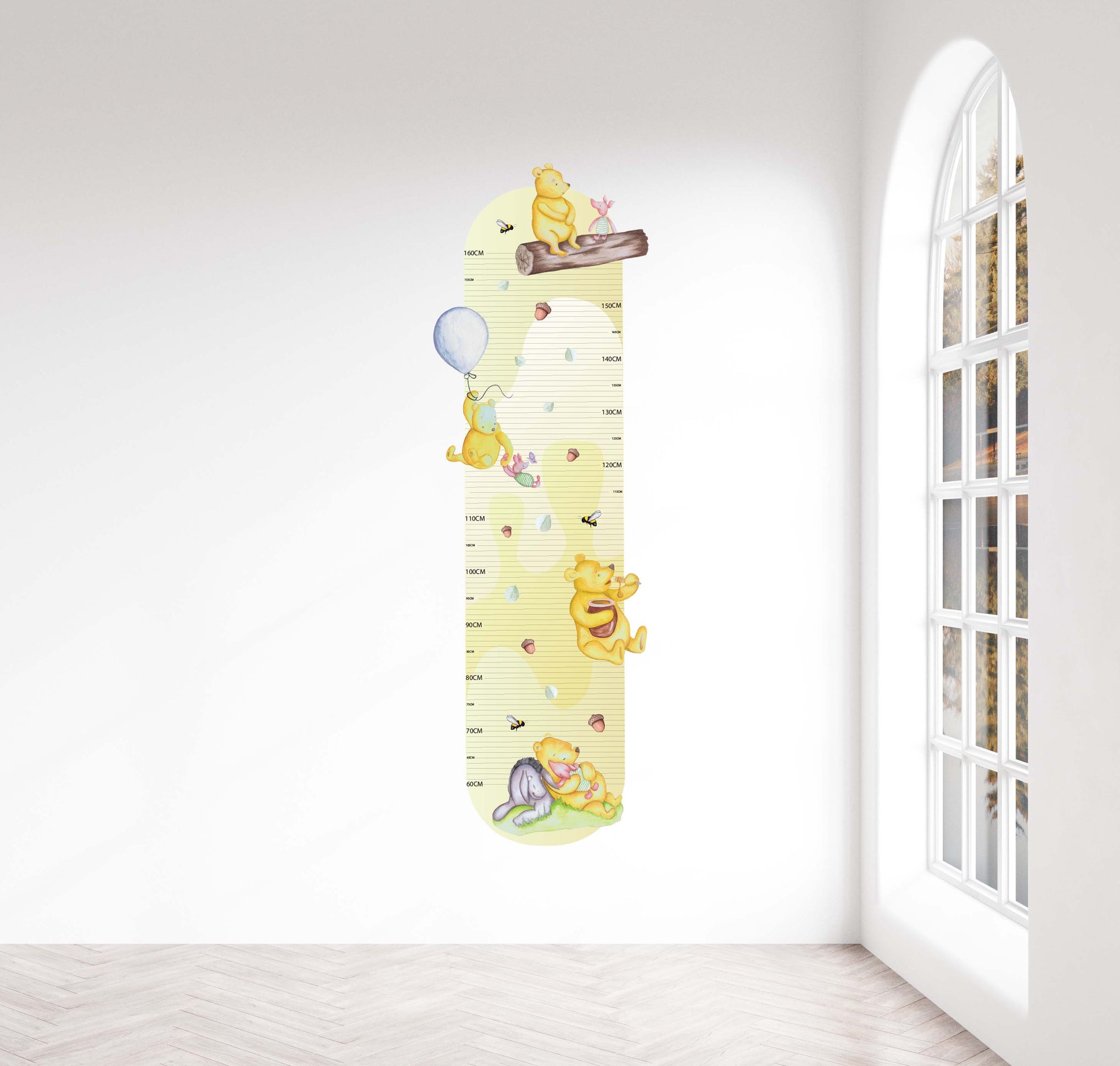 Polka Art Wall Decal Winnie The Pooh Height Chart Australian Design Hand Painted Peel & Stick, Removable Wall Decal. Nursery, Kids Playroom, Kids Teens Bedroom