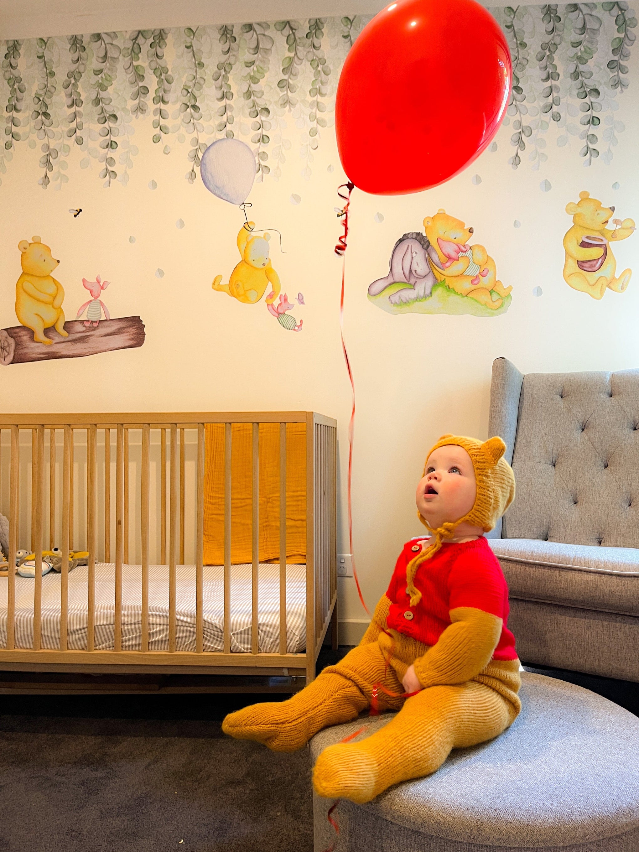 Polka Art Wall Decal Winnie The Pooh Wall Decals Australian Design Hand Painted Peel & Stick, Removable Wall Decal. Nursery, Kids Playroom, Kids Teens Bedroom