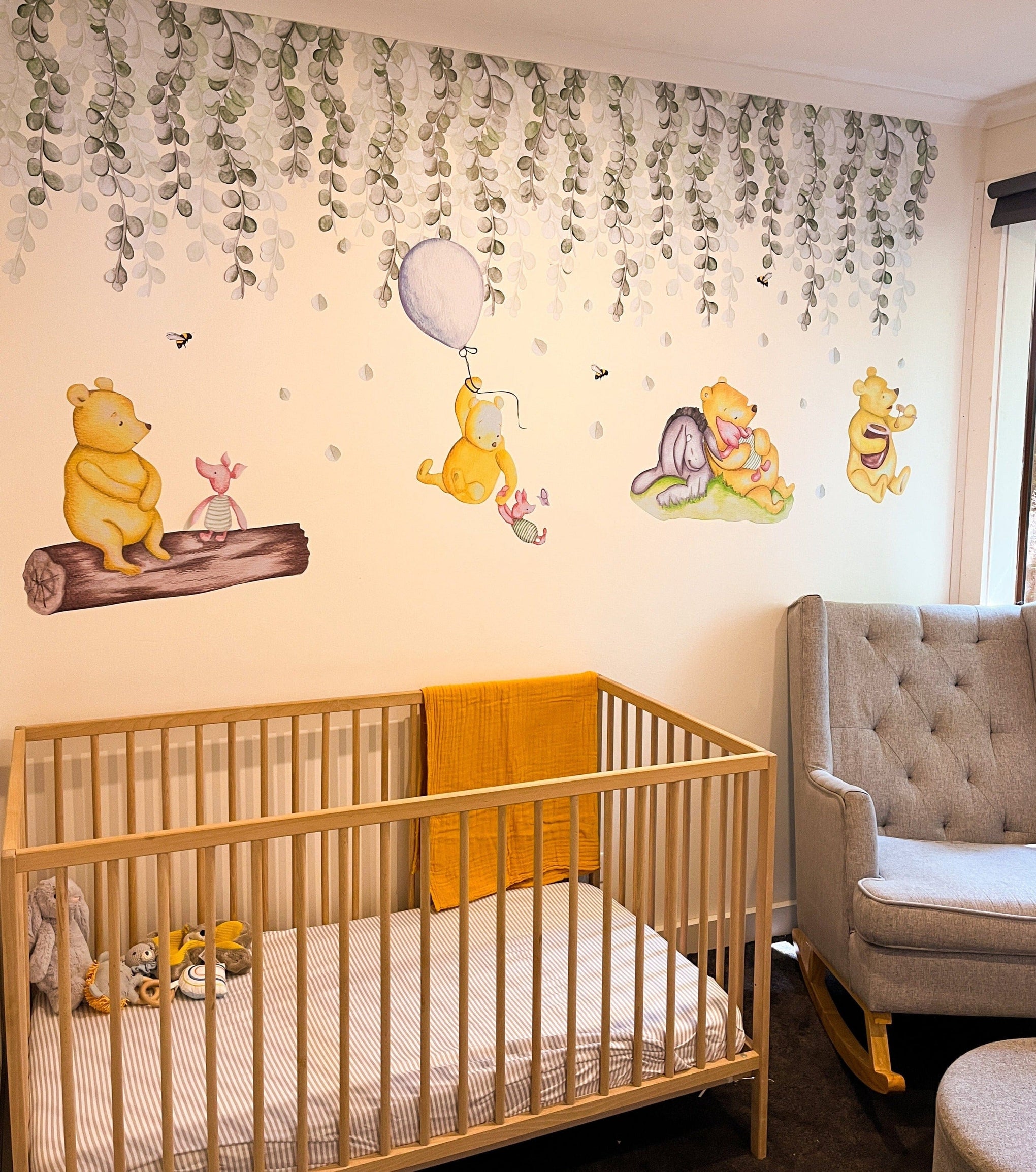 Polka Art Wall Decal Winnie The Pooh Wall Decals Australian Design Hand Painted Peel & Stick, Removable Wall Decal. Nursery, Kids Playroom, Kids Teens Bedroom