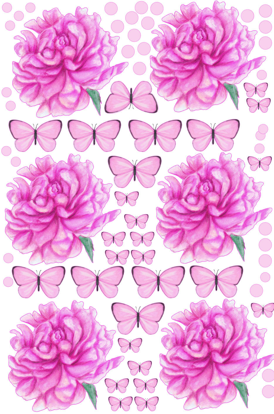 Sprinkled Peonies Polka Art Prints