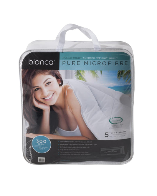 Bianca Bedding RELAX RIGHT PURE MICROFIBRE 300GSM SUMMER WEIGHT QUILT Bianca Bedding