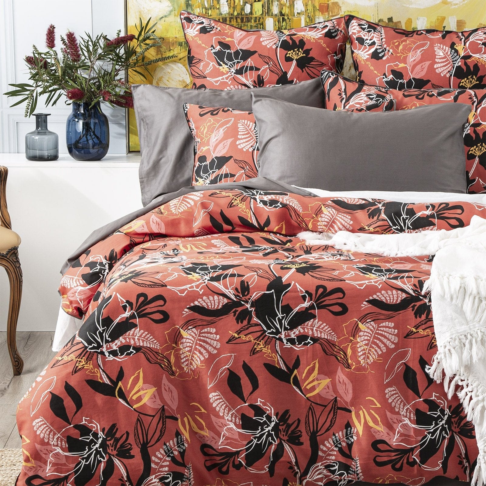 Renee Taylor Quilt Cover 300 TC Cotton Printed Quilt Cover Set - Nora