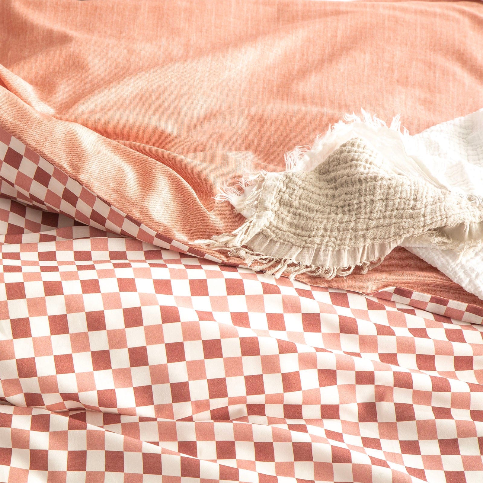 Renee Taylor Quilt Cover 300 TC Cotton Reversible Quilt cover Set - Chessboard Cedar
