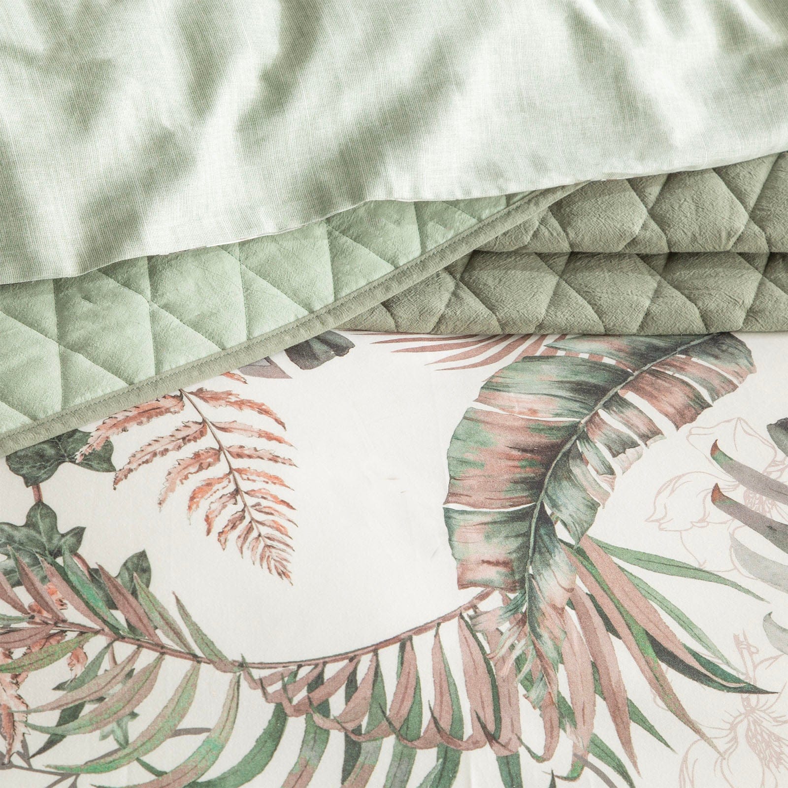 Renee Taylor Quilt Cover 300 TC Cotton Reversible Quilt cover Set - Palm Cove Pearl