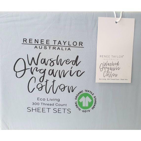 Renee Taylor Bed Sheets 300 Thread Count 100 % Organic Cotton Sheet Sets - Baby Blue