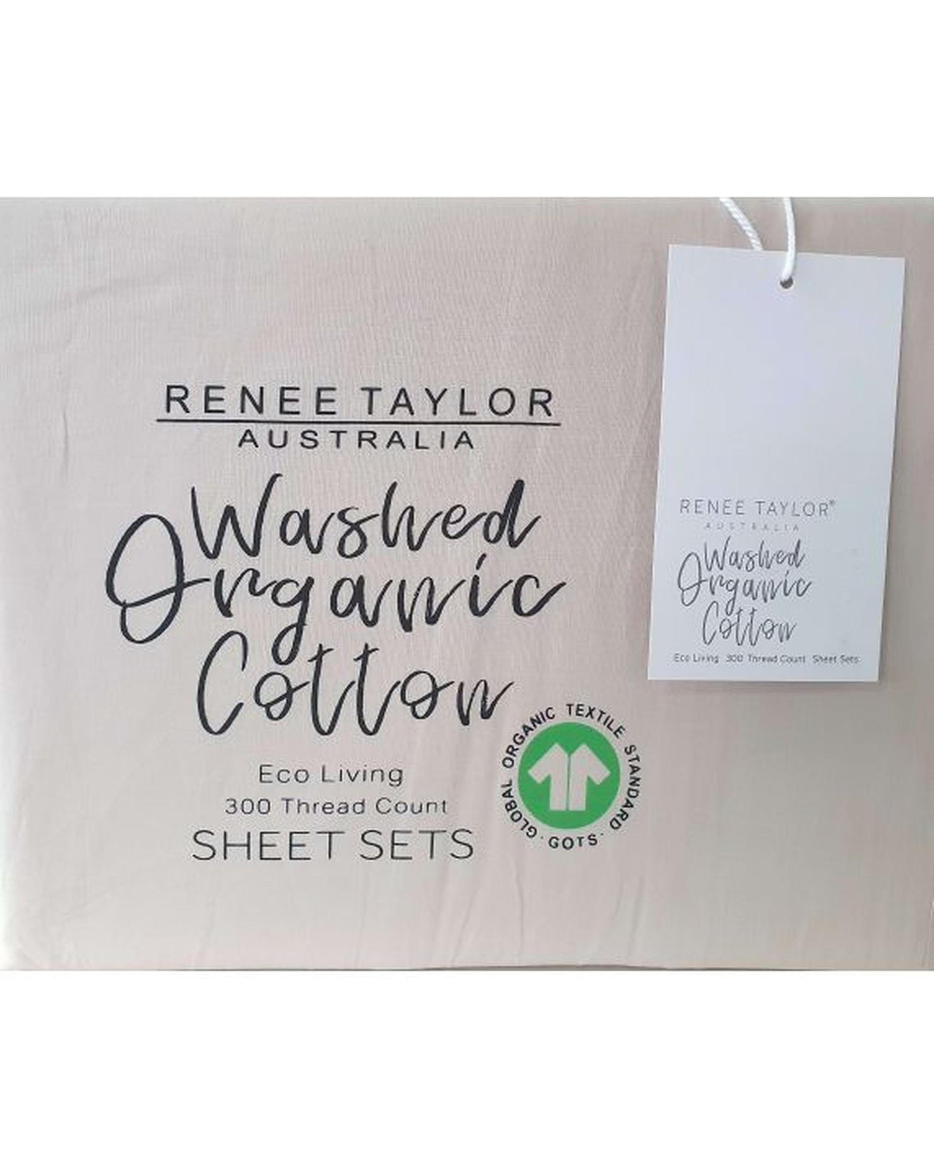 Renee Taylor Bed Sheets 300 Thread Count 100 % Organic Cotton Sheet Sets - Moonbeam
