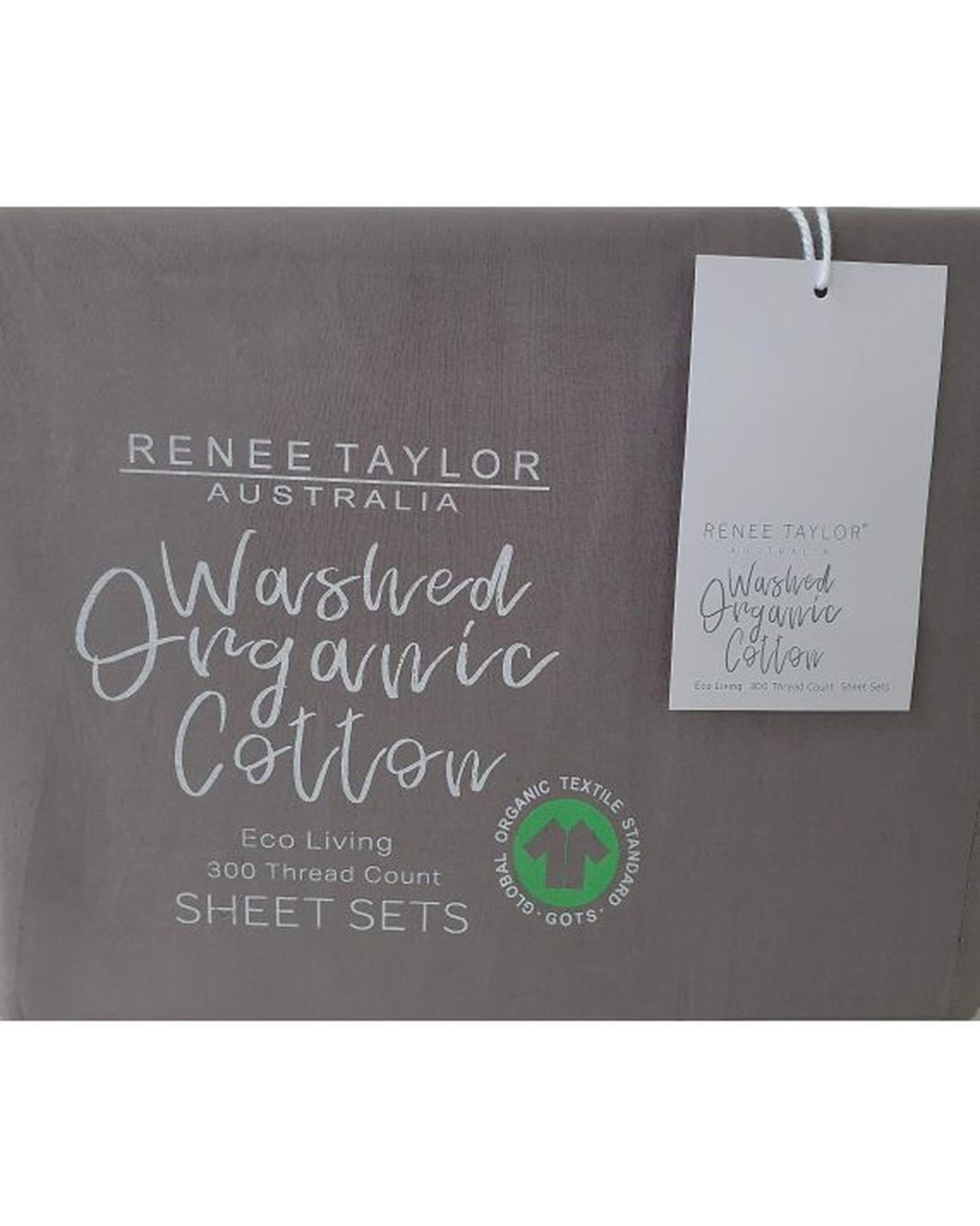 Renee Taylor Bed Sheets 300 Thread Count 100 % Organic Cotton Sheet Sets - Steel Grey