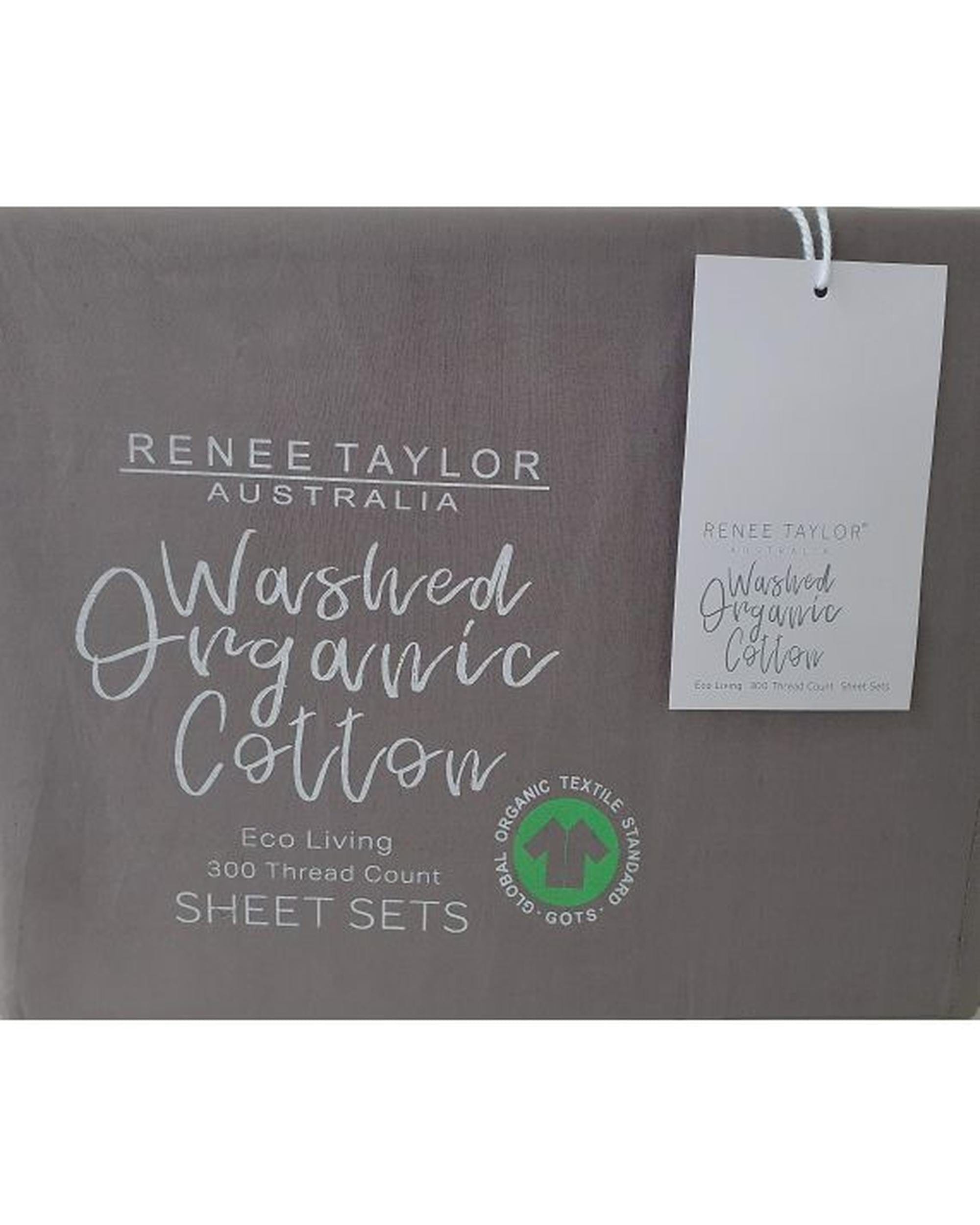 Renee Taylor Bed Sheets 300 Thread Count 100 % Organic Cotton Sheet Sets - Steel Grey