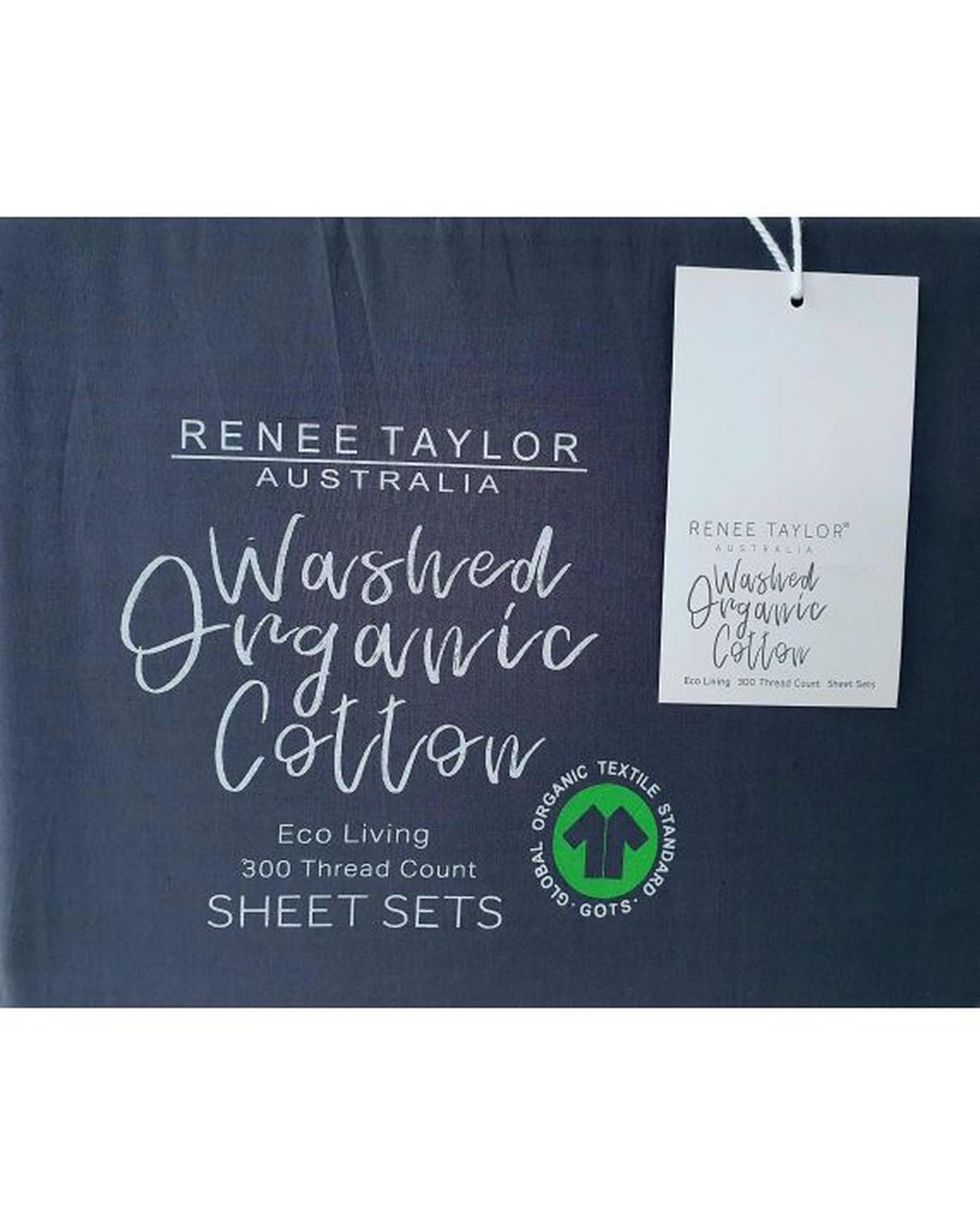 Renee Taylor Bed Sheets 300 Thread Count 100 % Organic Cotton Sheet Sets - Turbulence
