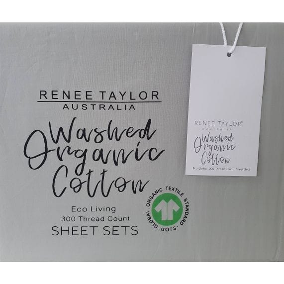 Renee Taylor Bed Sheets 300 Thread Count 100 % Organic Cotton Sheet Sets - Vapour