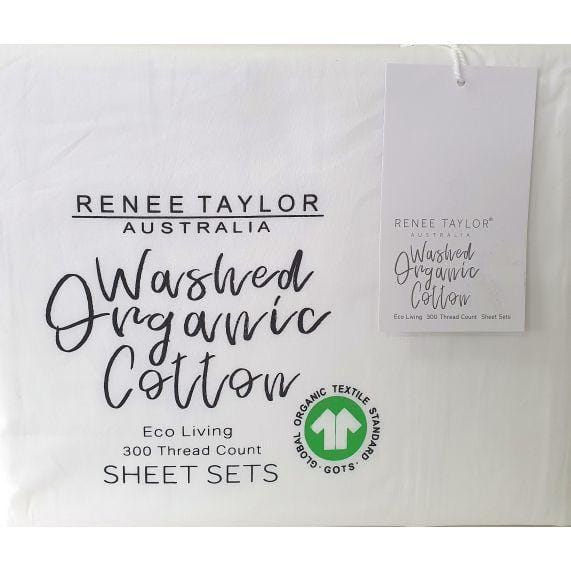 Renee Taylor Bed Sheets 300 Thread Count 100 % Organic Cotton Sheet Sets - White
