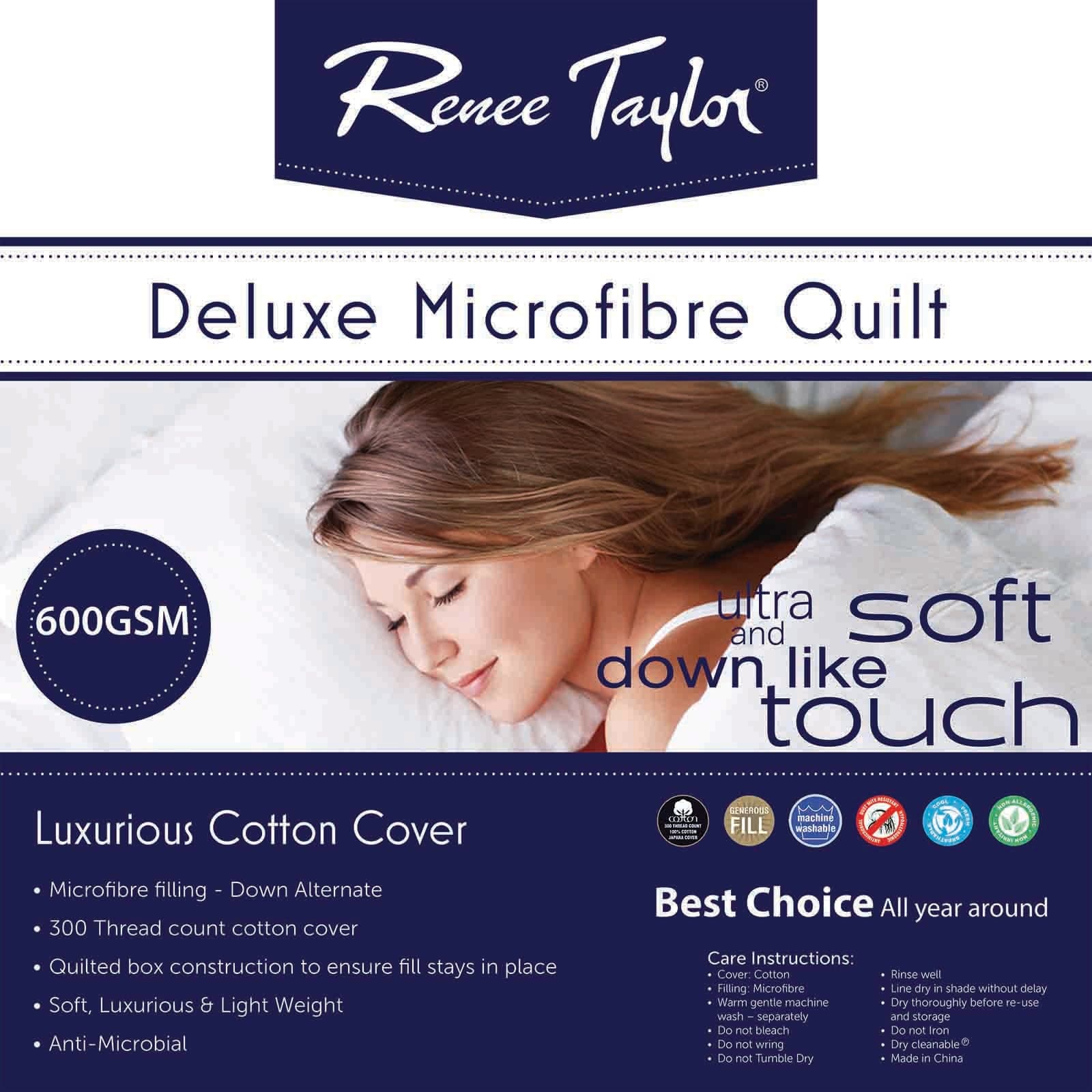 Renee Taylor Duvet/Quilt 600 GSM Deluxe Quilt with Cotton Cover premium Microfiber Filling