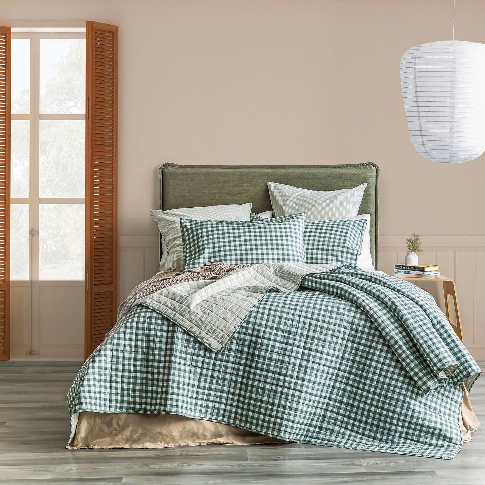Renee Taylor Coverlet Alison Yarn Dyed Cotton Reversible Quilted Coverlet Set - Forest