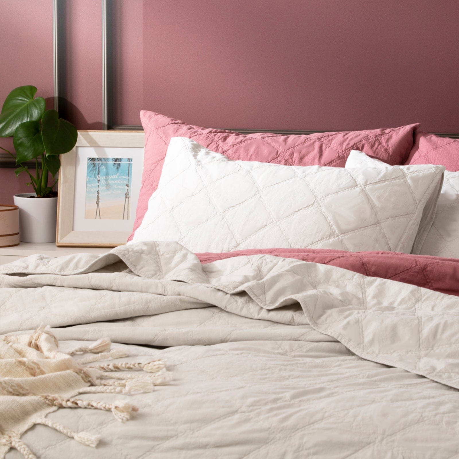 Renee Taylor Coverlet Attwood Vintage Stone Washed Cotton Quilted Coverlet Set - Dove