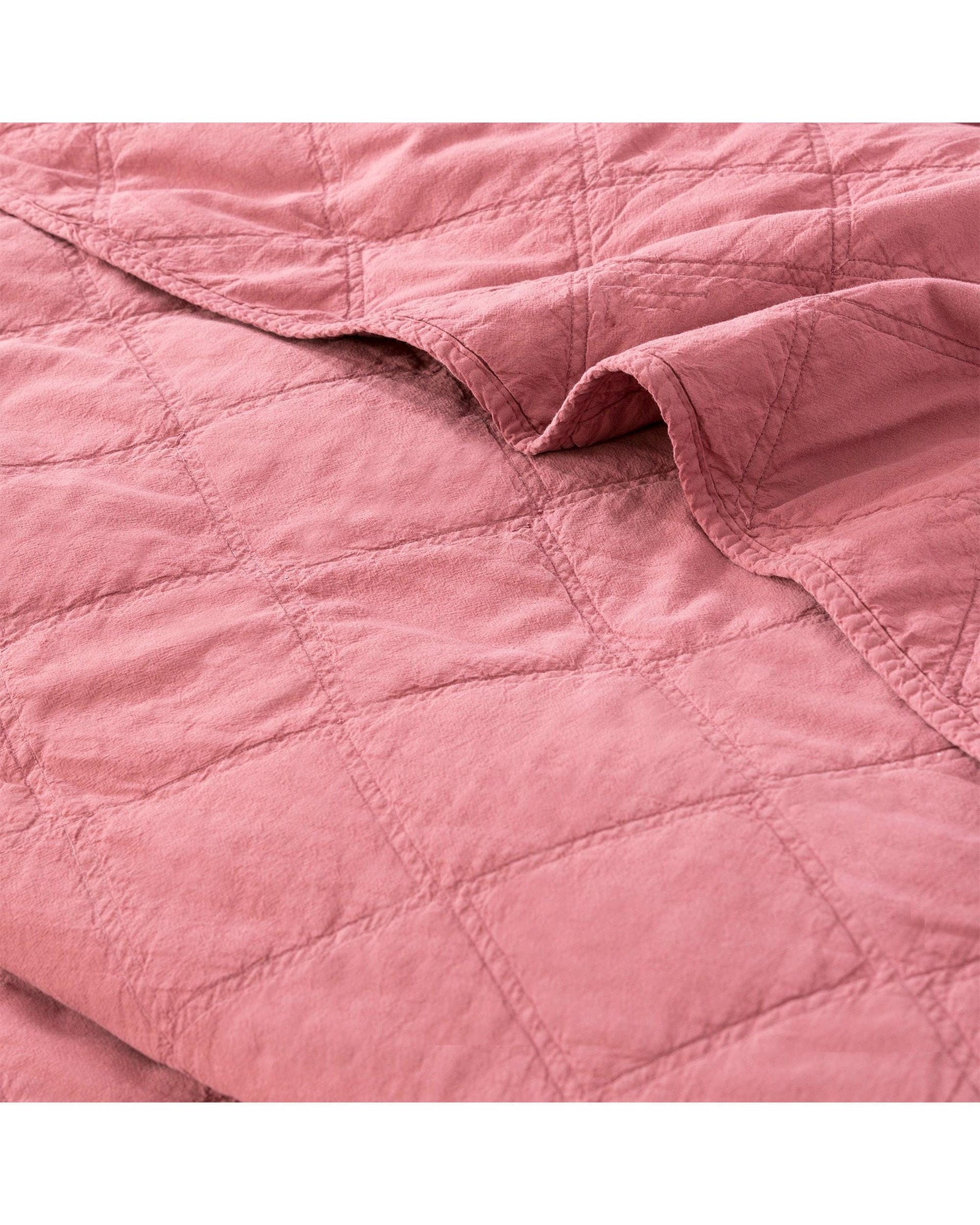 Renee Taylor Coverlet Attwood Vintage Stone Washed Cotton Quilted Coverlet Set - Rose