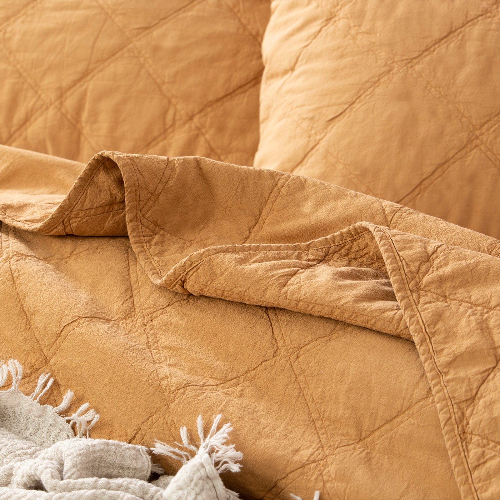 Renee Taylor Coverlet Attwood Vintage Stone Washed Cotton Quilted Coverlet Set - Wood