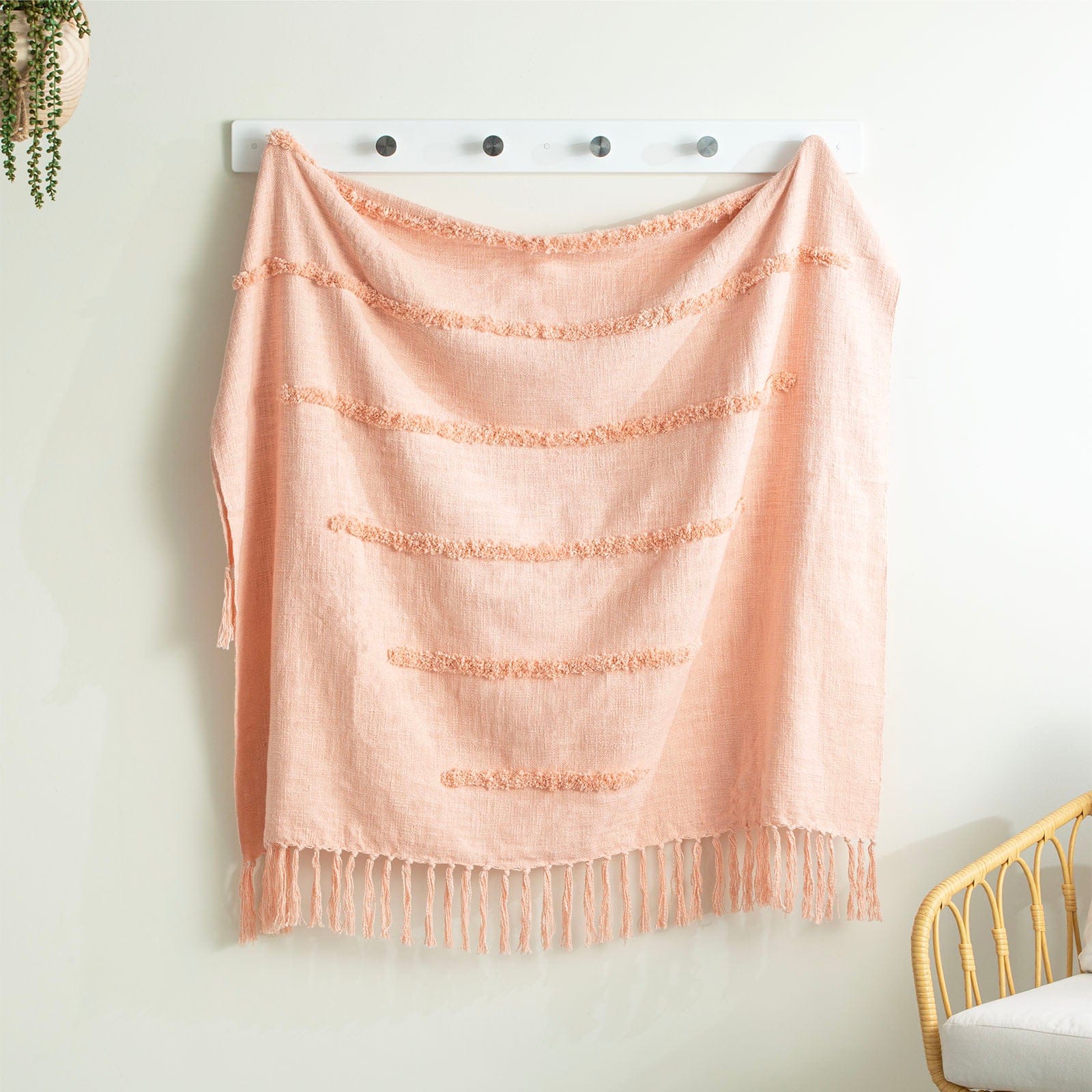 Renee Taylor Blanket Cambridge Cotton Slub Tufted Throw Dusky