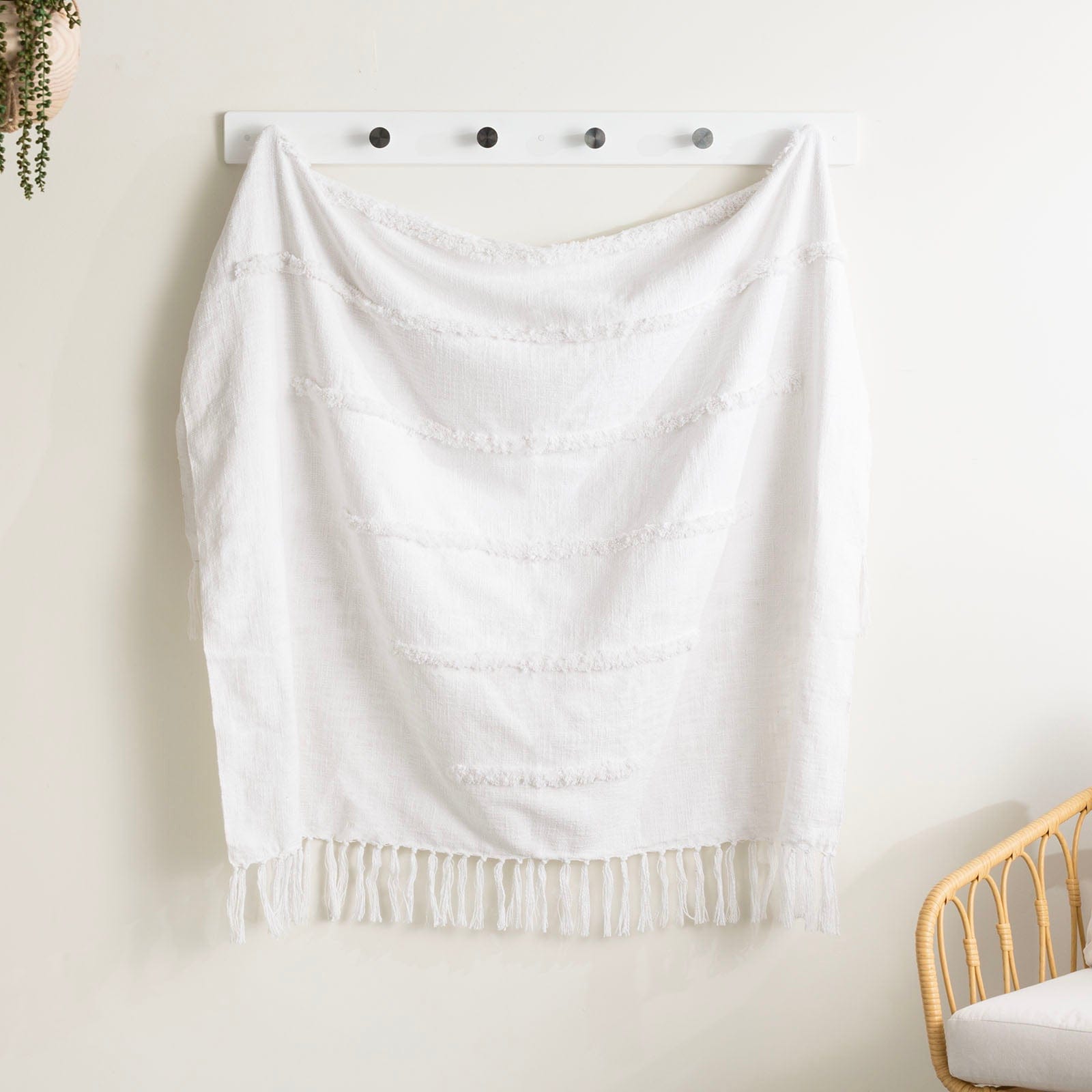 Renee Taylor Blanket Cambridge Cotton Slub Tufted Throw Iceburg